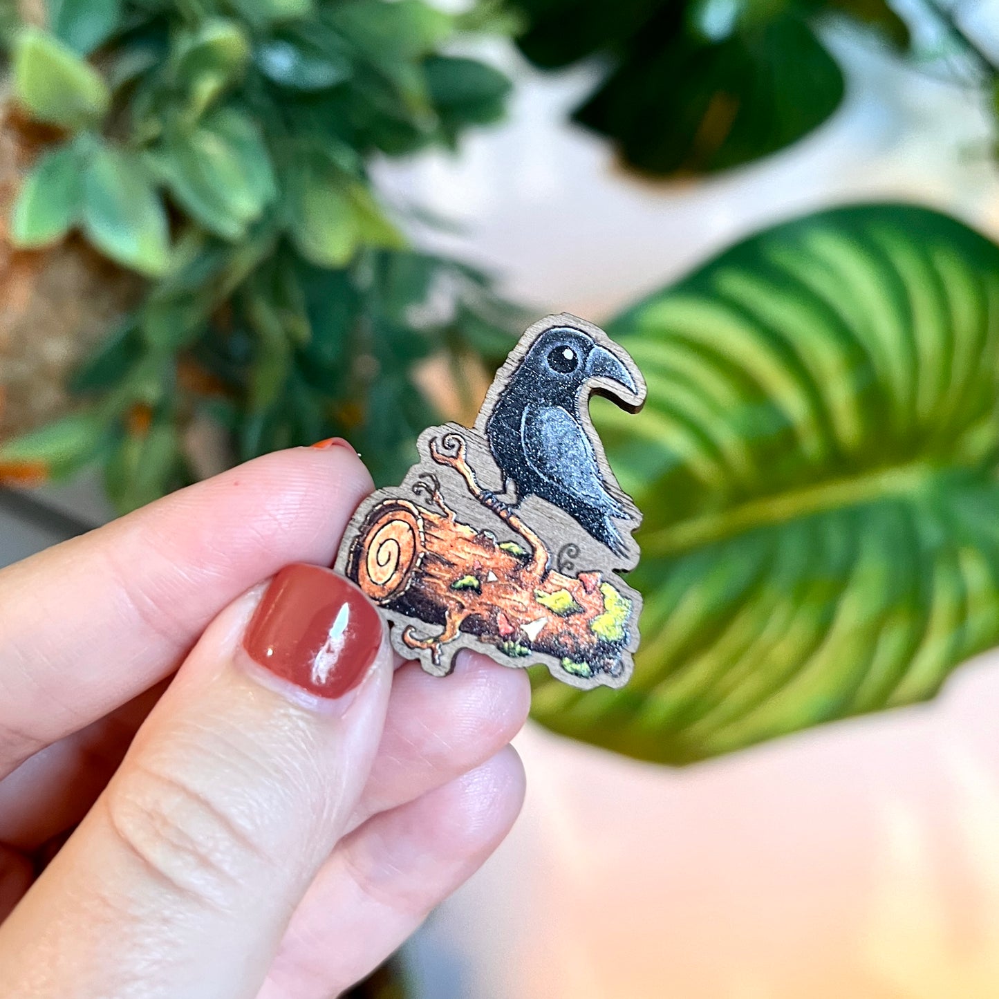 Poe the Crow Wooden Pin