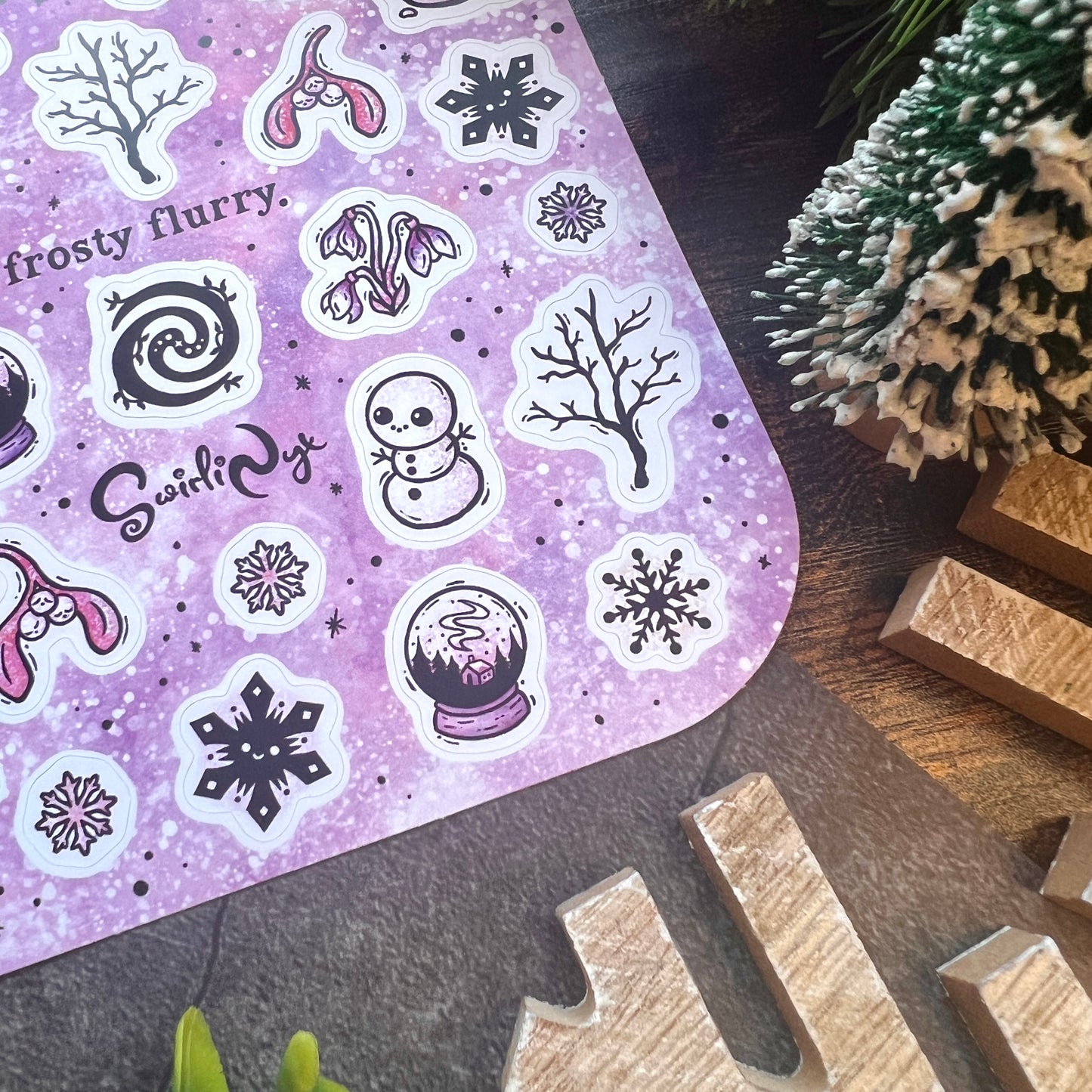 Pink Frosty Flurry Sticker Sheet