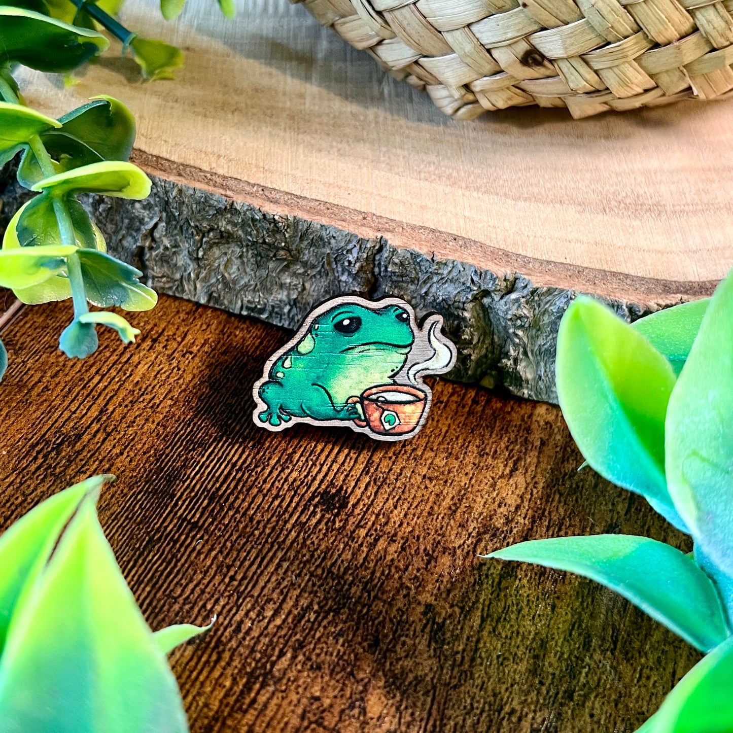 Frog Tea Wooden Pin