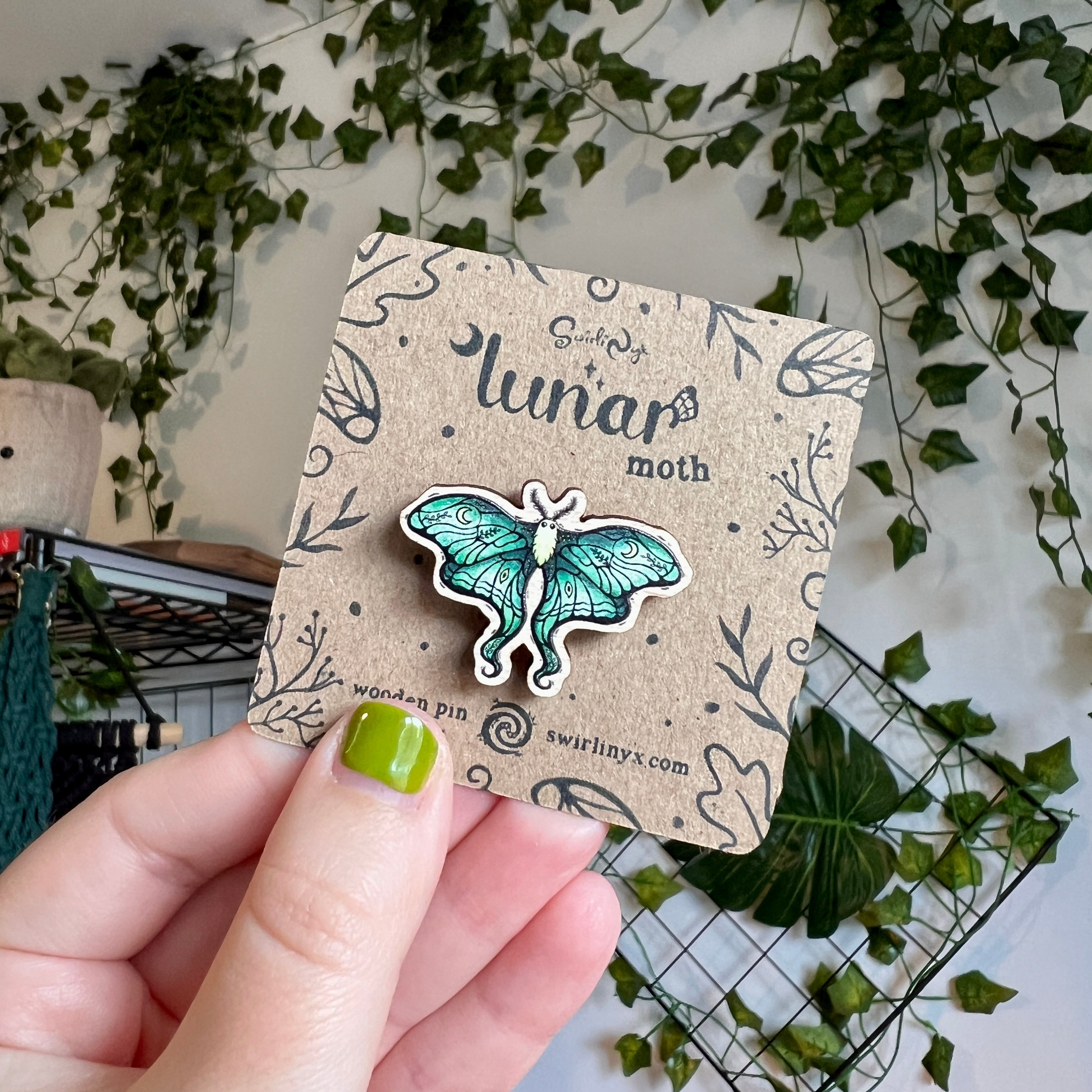 Lunar Moth Wooden Pin