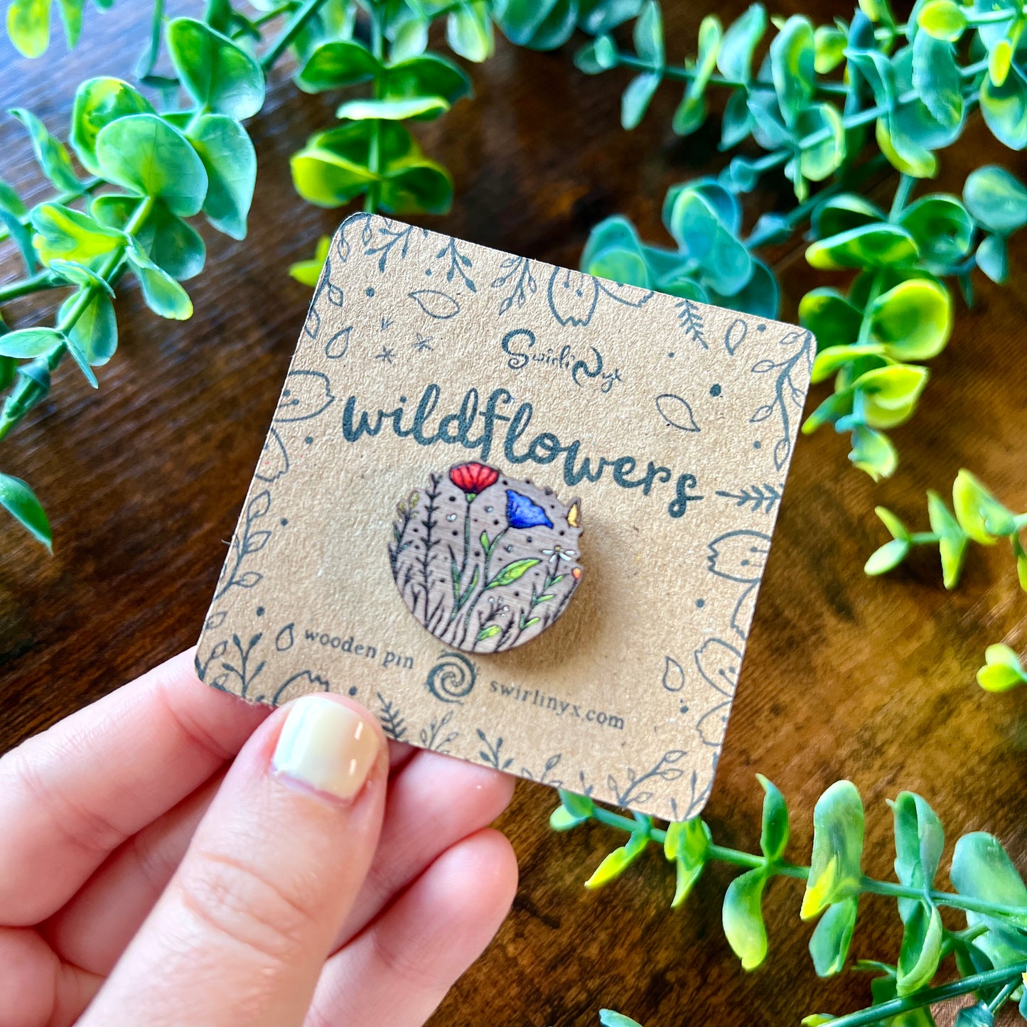 Wildflowers Wooden Pin