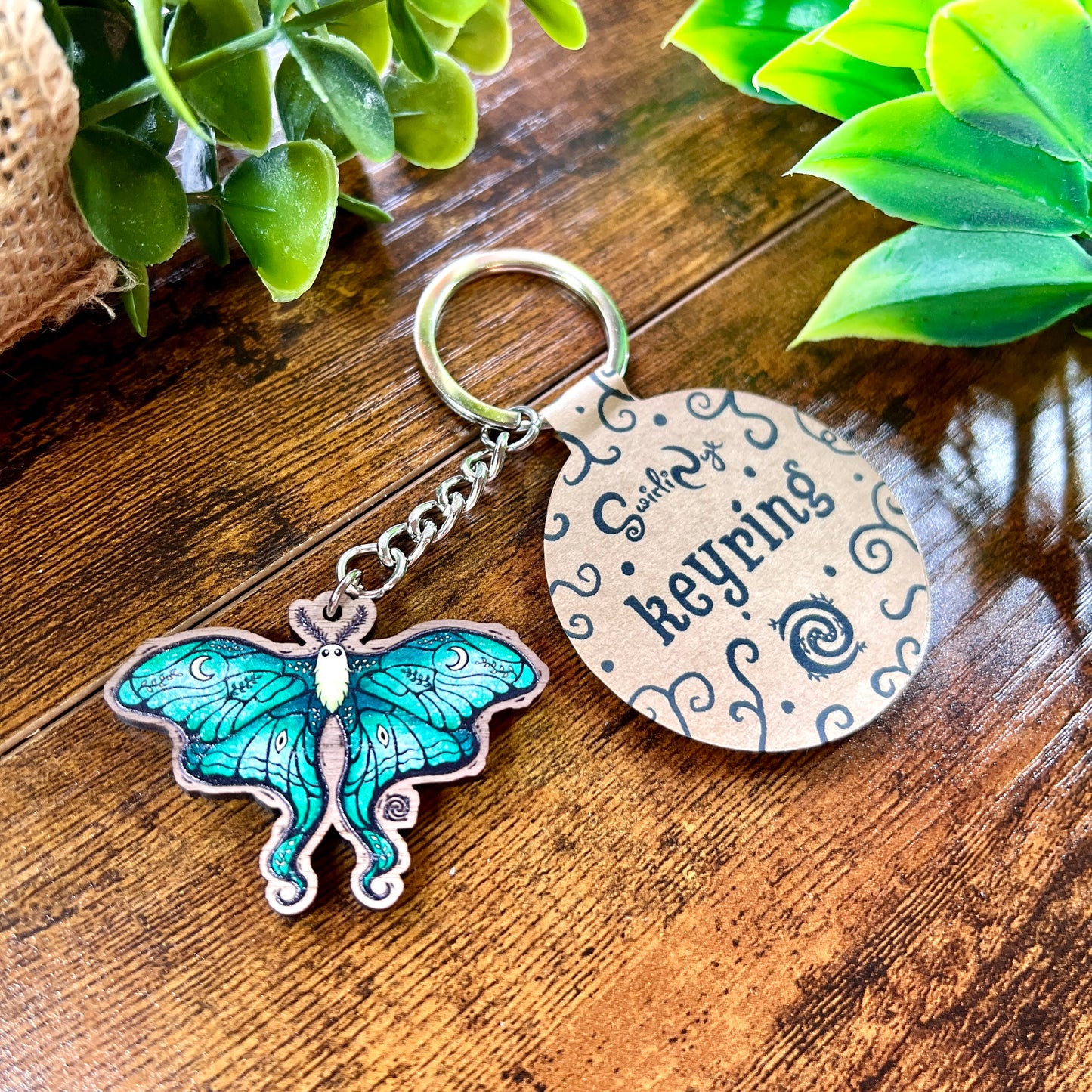 Lunar Moth Wooden Keyring