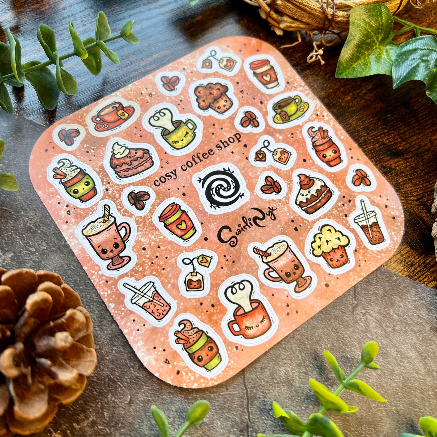 Latte Cosy Coffee Shop Sticker Sheet