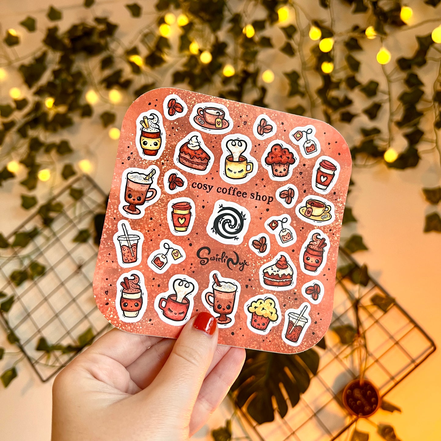 Mocha Cosy Coffee Shop Sticker Sheet