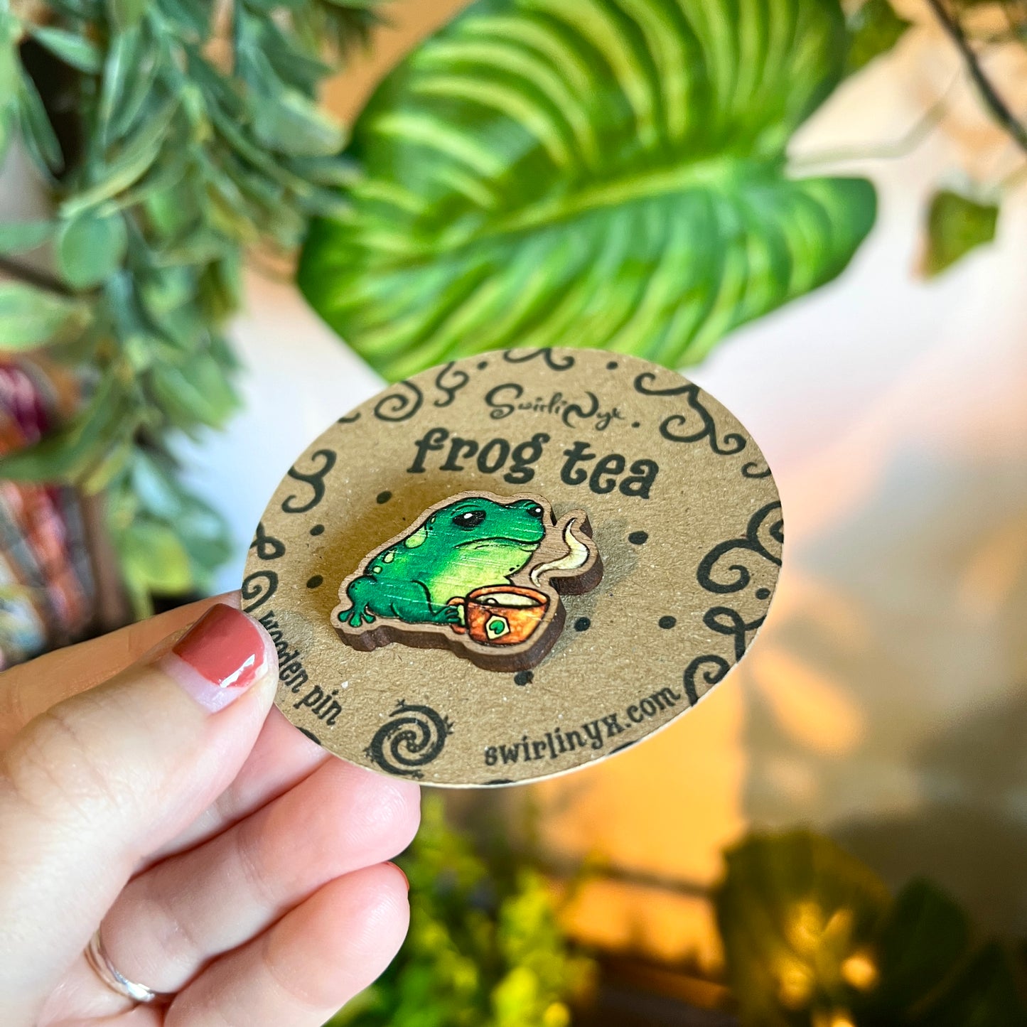 Frog Tea Wooden Pin