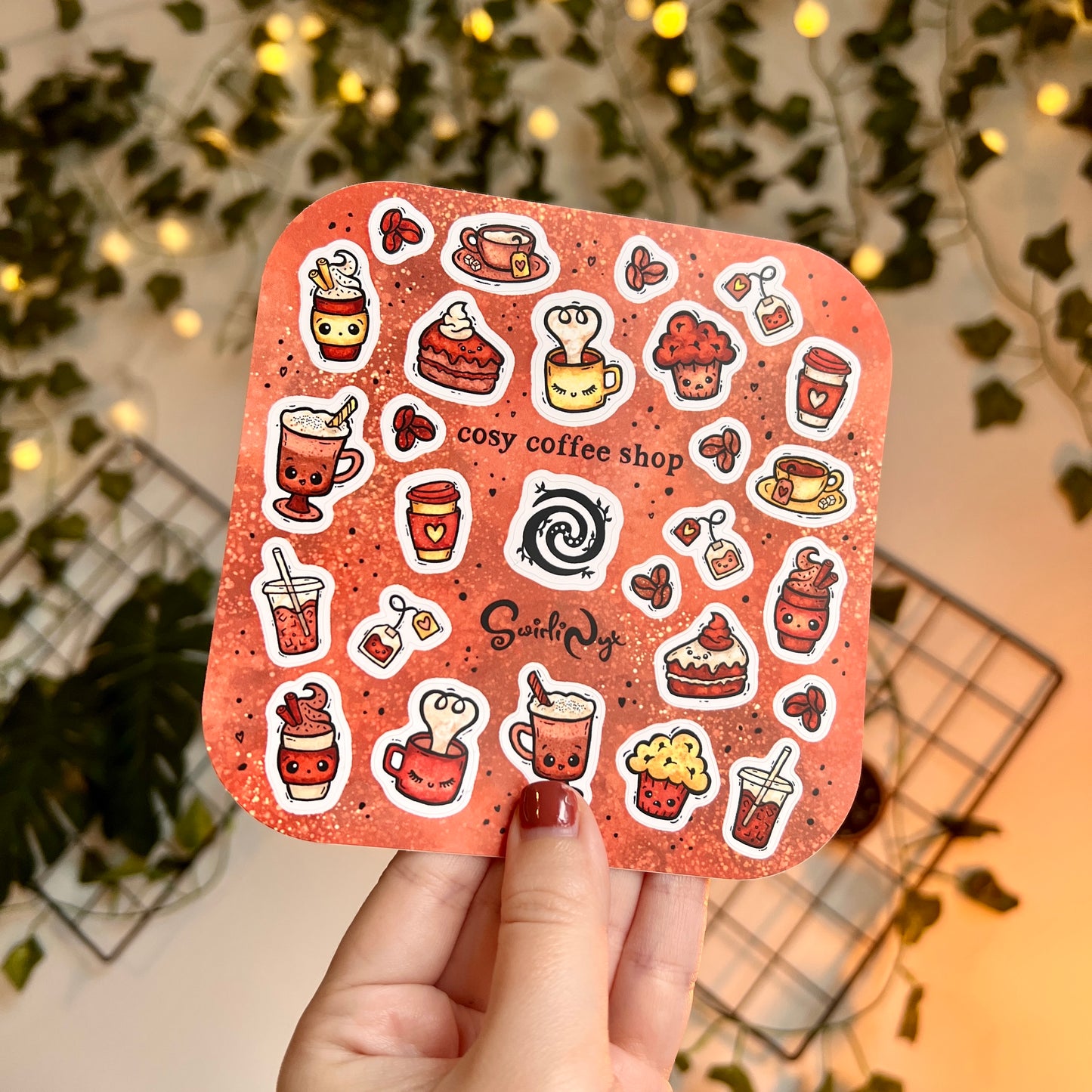 Mocha Cosy Coffee Shop Sticker Sheet