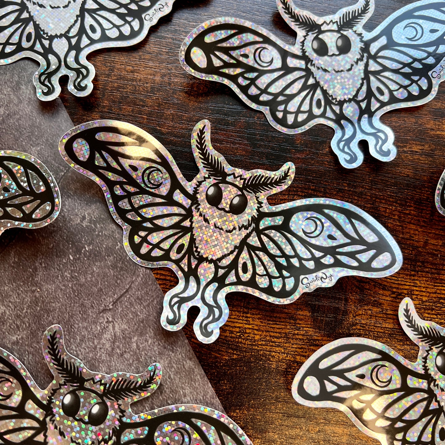 Lunie the Moth Glitter Sticker