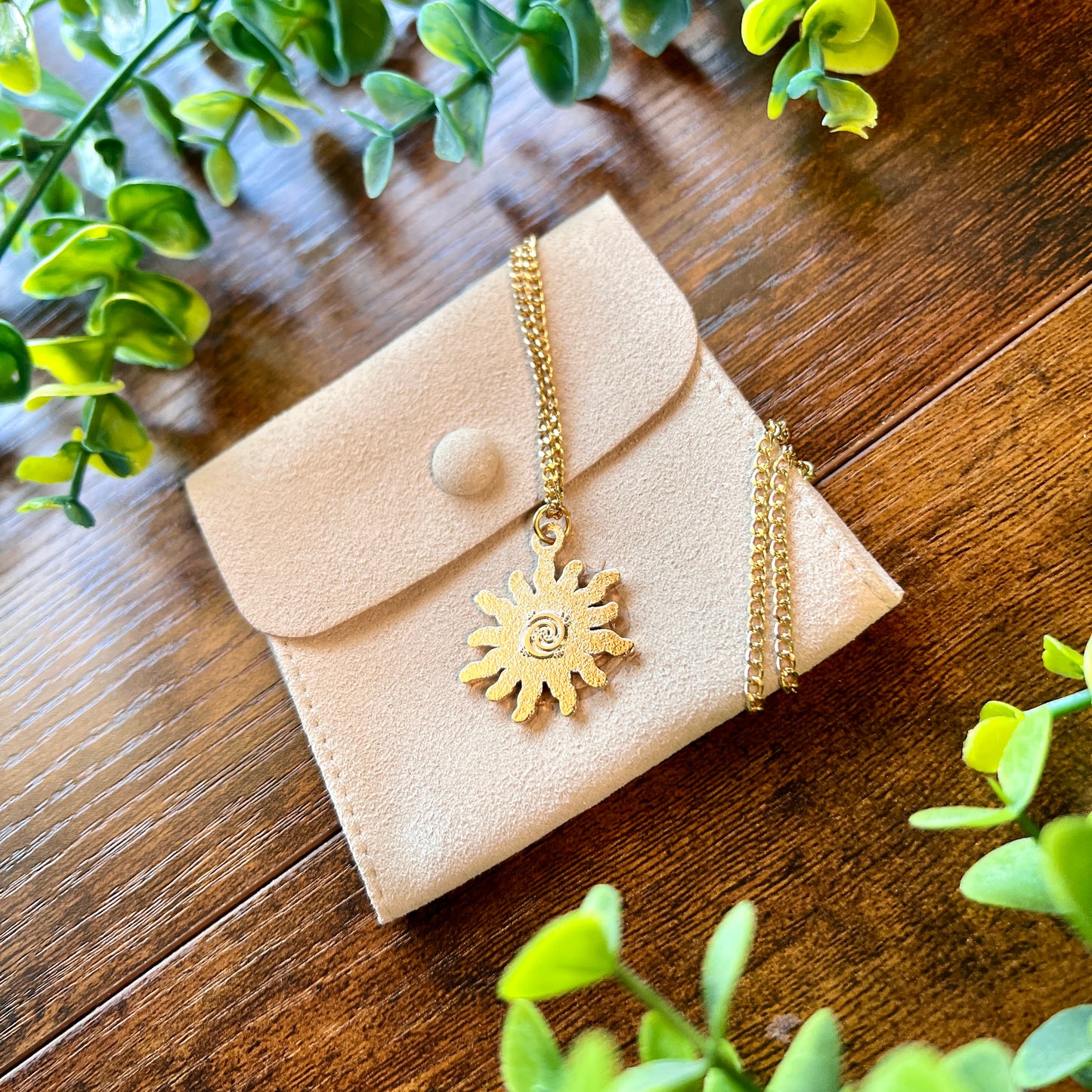 Floral Sun Pendant Enamel Necklace