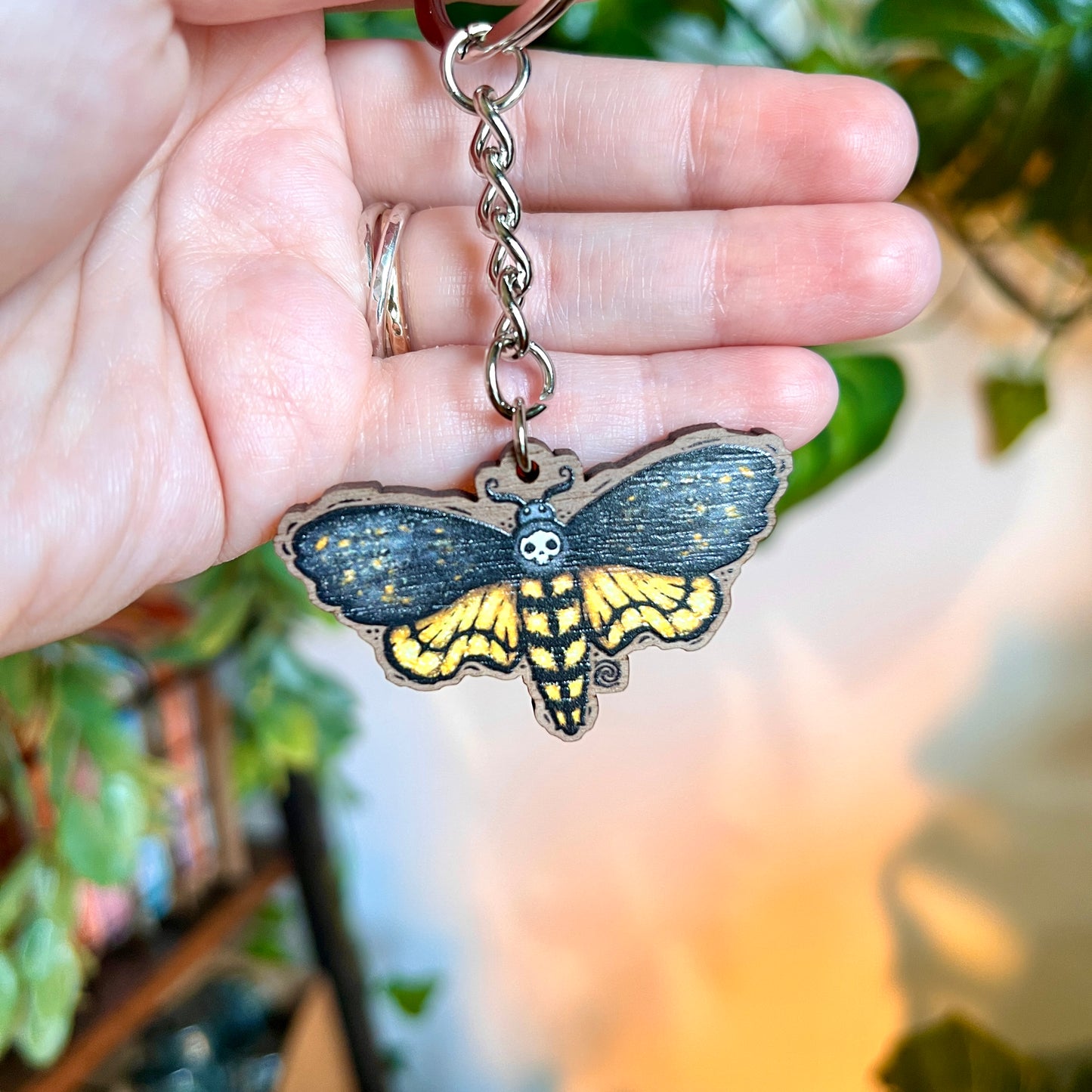 Death Moth Wooden Keyring