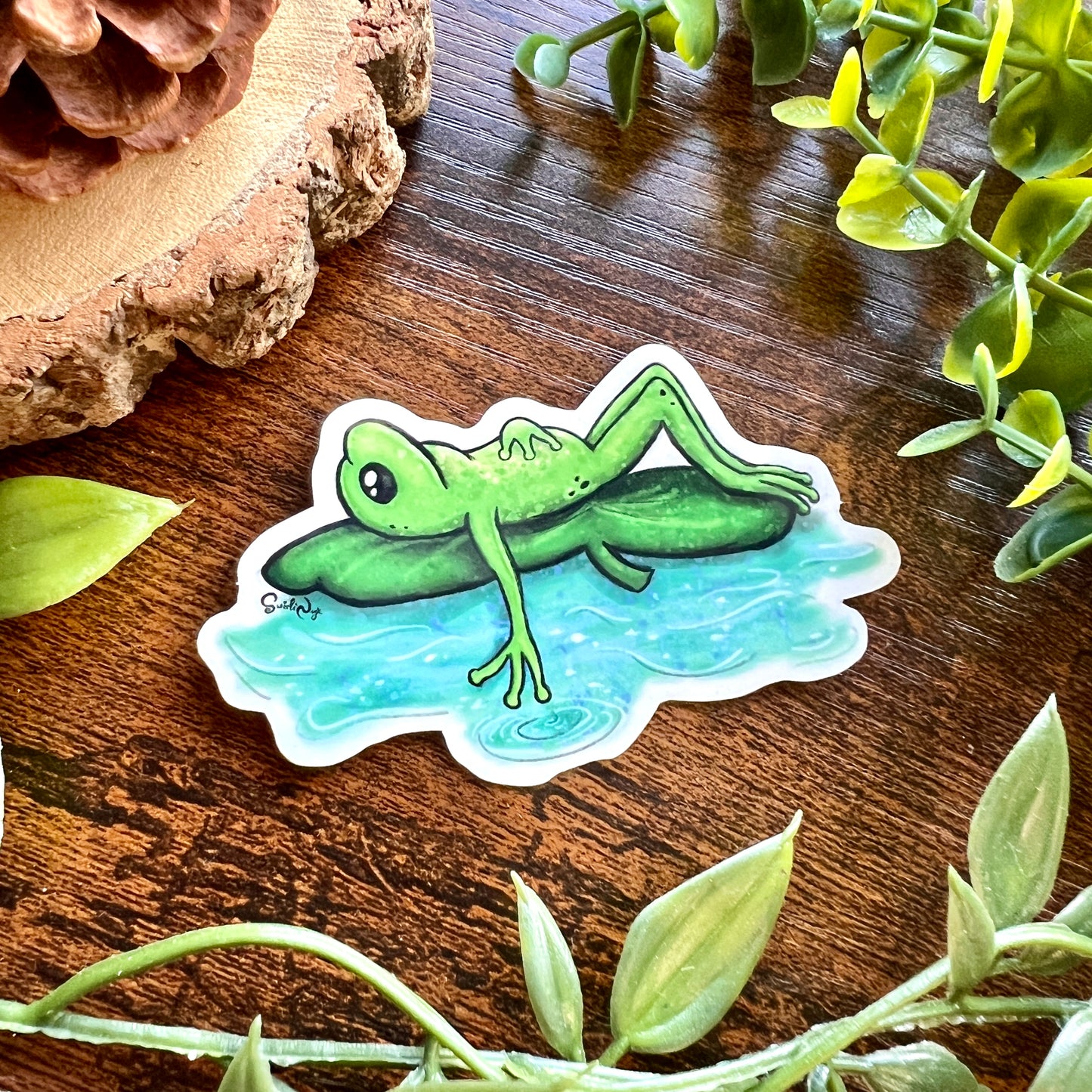 Lilypad Frog Clear Sticker