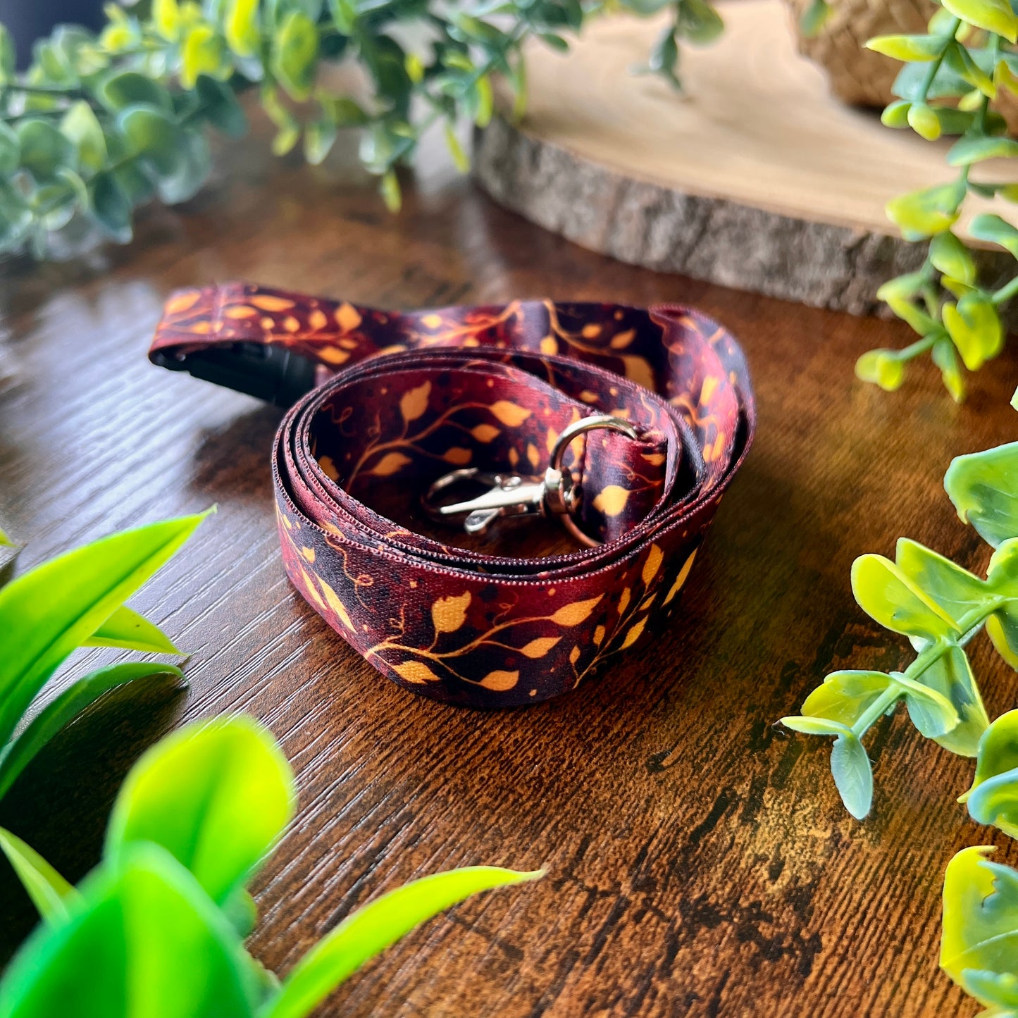 Ruby Leaves Lanyard