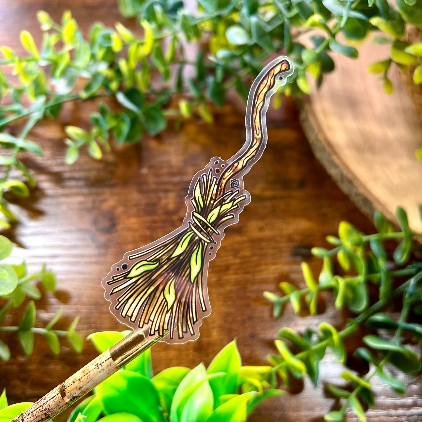 Witch's Broom Clear Sticker