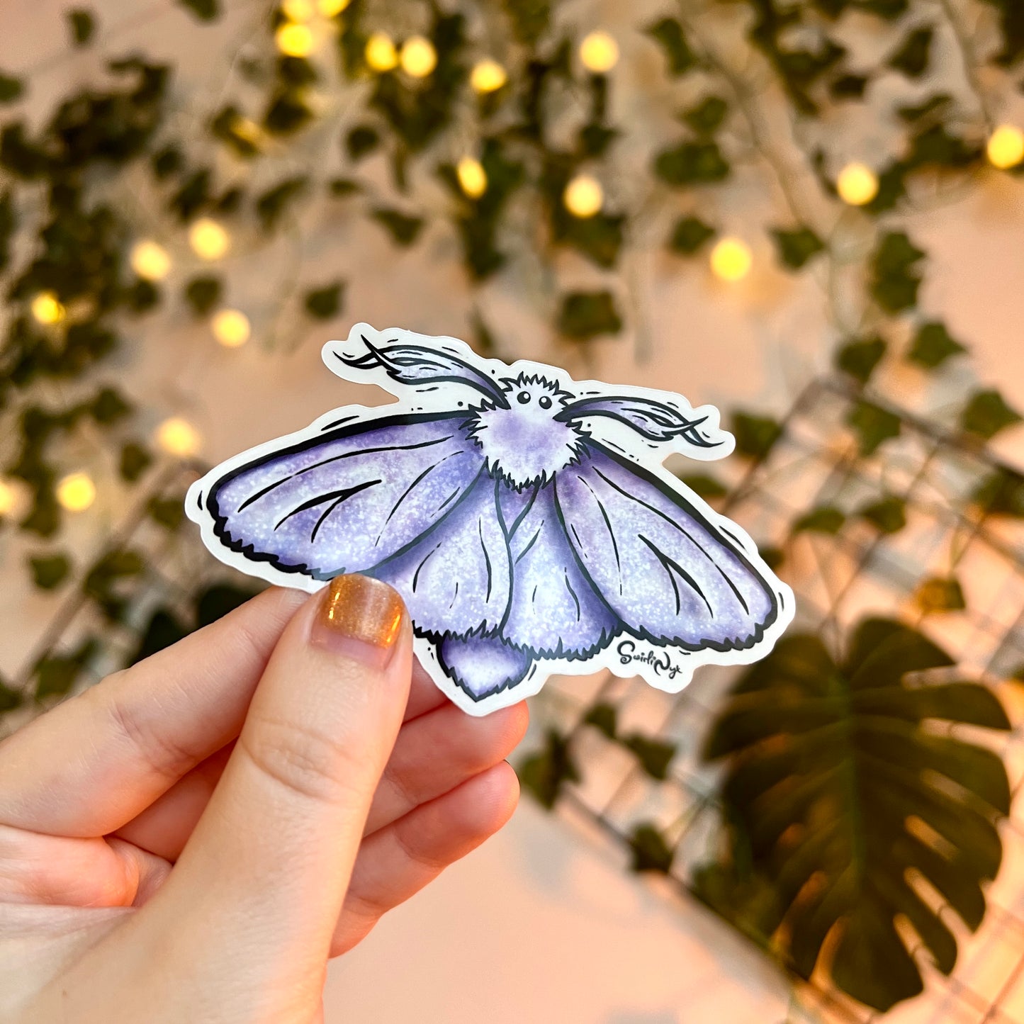 Blue Fluffy Moth Clear Sticker