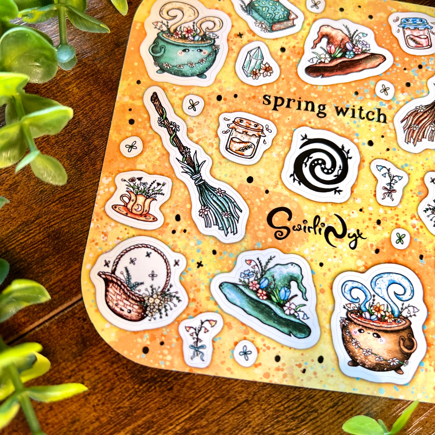 Peach Spring Witch Sticker Sheet
