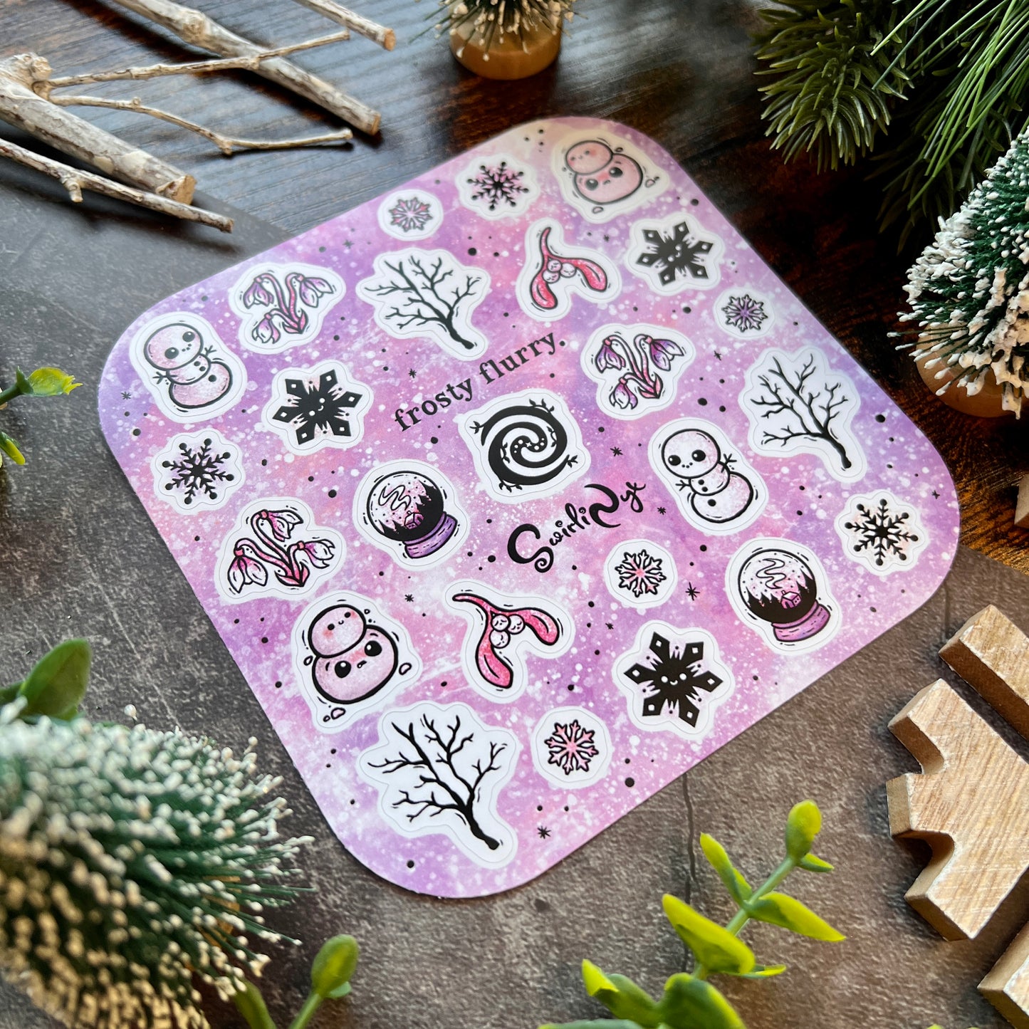 Pink Frosty Flurry Sticker Sheet