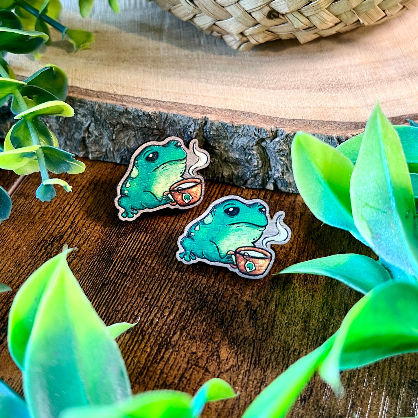 Frog Tea Wooden Pin