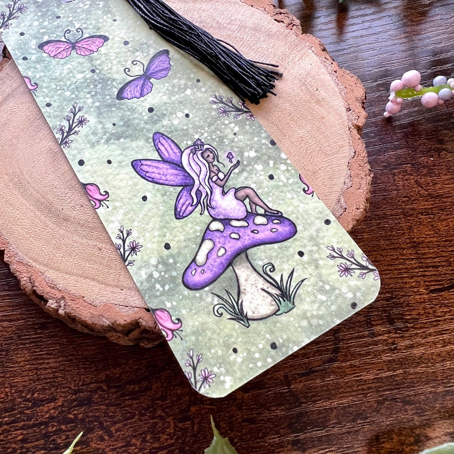 SECOND Purple Mushroom Fairy Bookmark