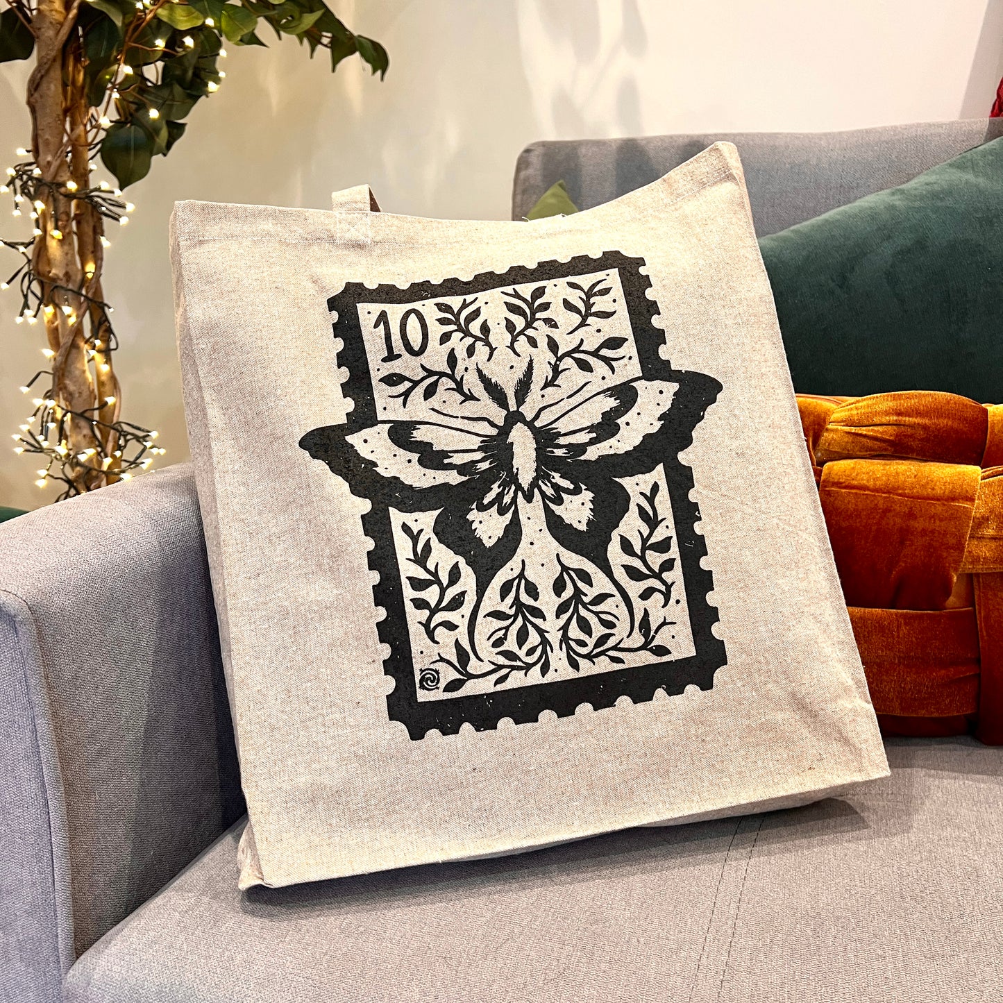 Magical Moth Stamp Recycled Tote Bag with Gusset