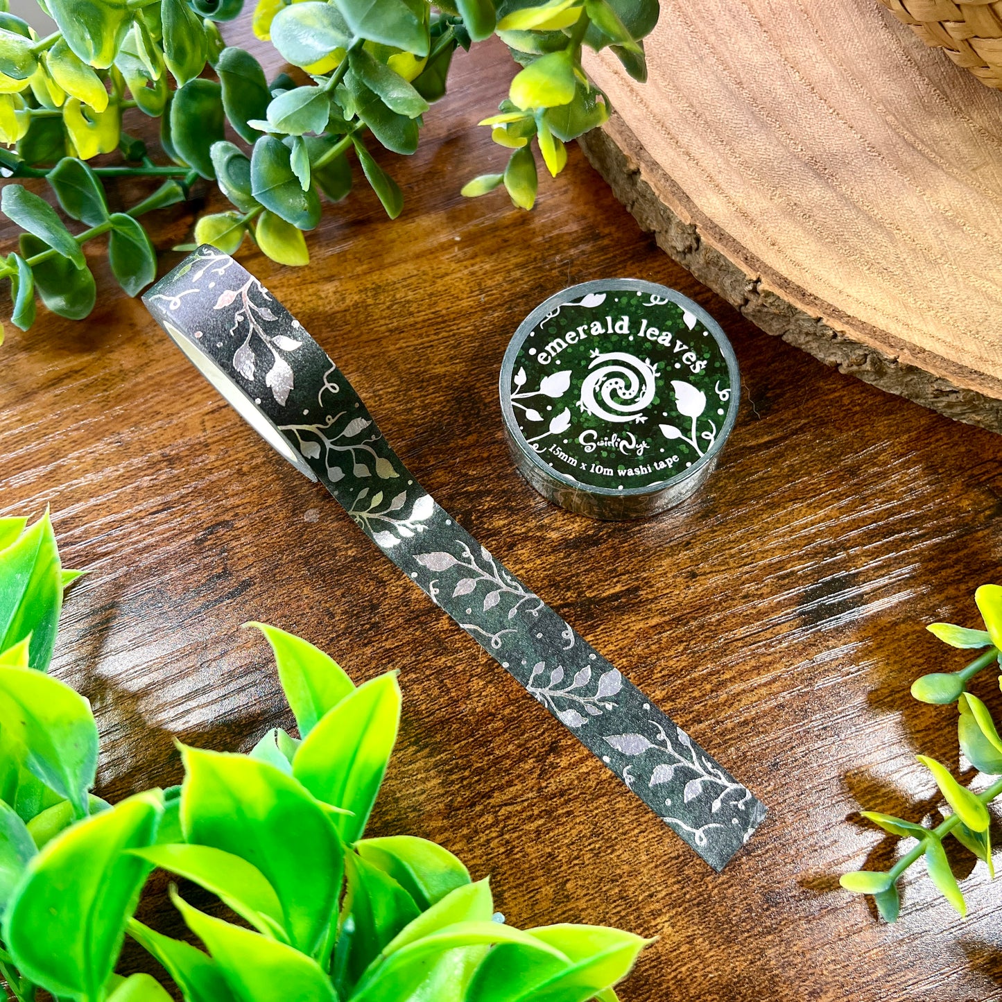 Emerald Leaves Foil Washi Tape
