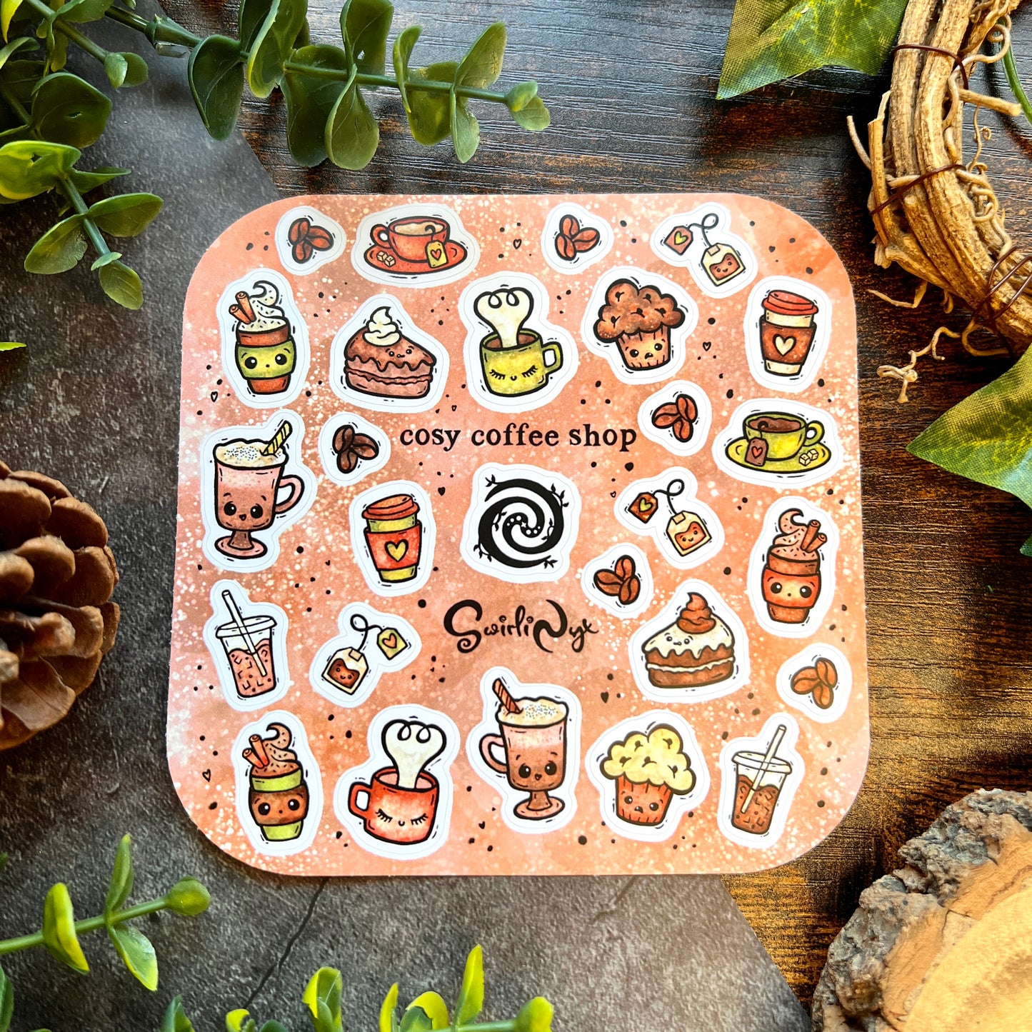 Latte Cosy Coffee Shop Sticker Sheet