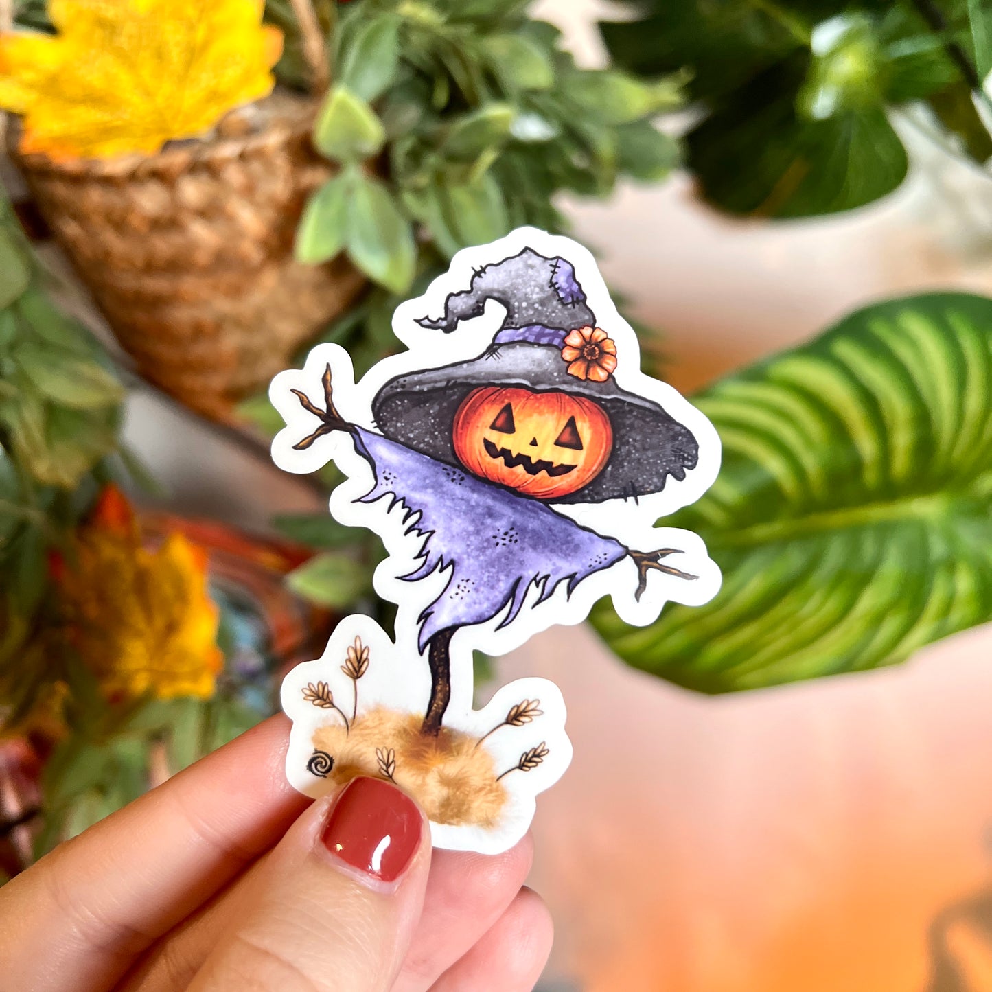 Spooky Scarecrow Clear Sticker