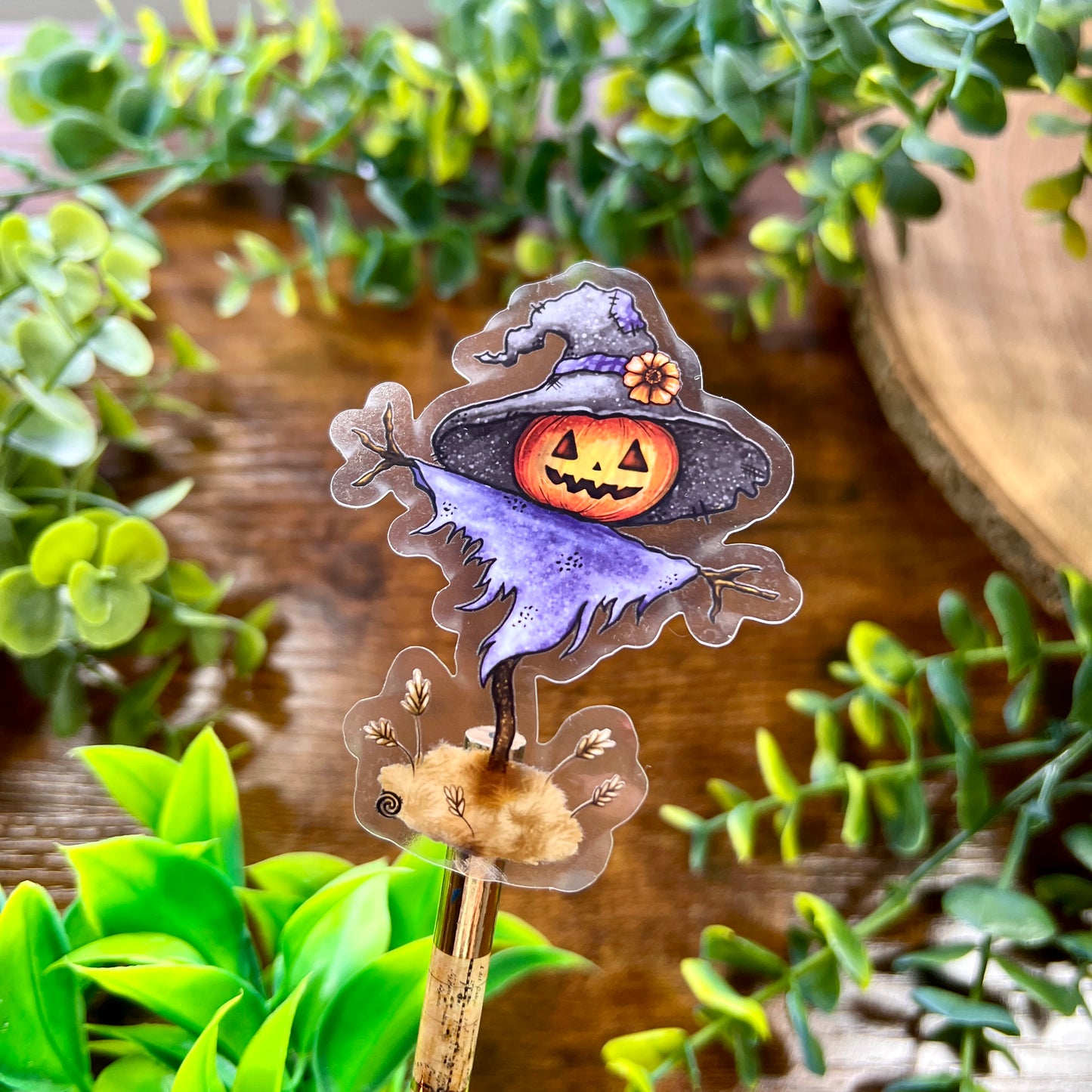 Spooky Scarecrow Clear Sticker