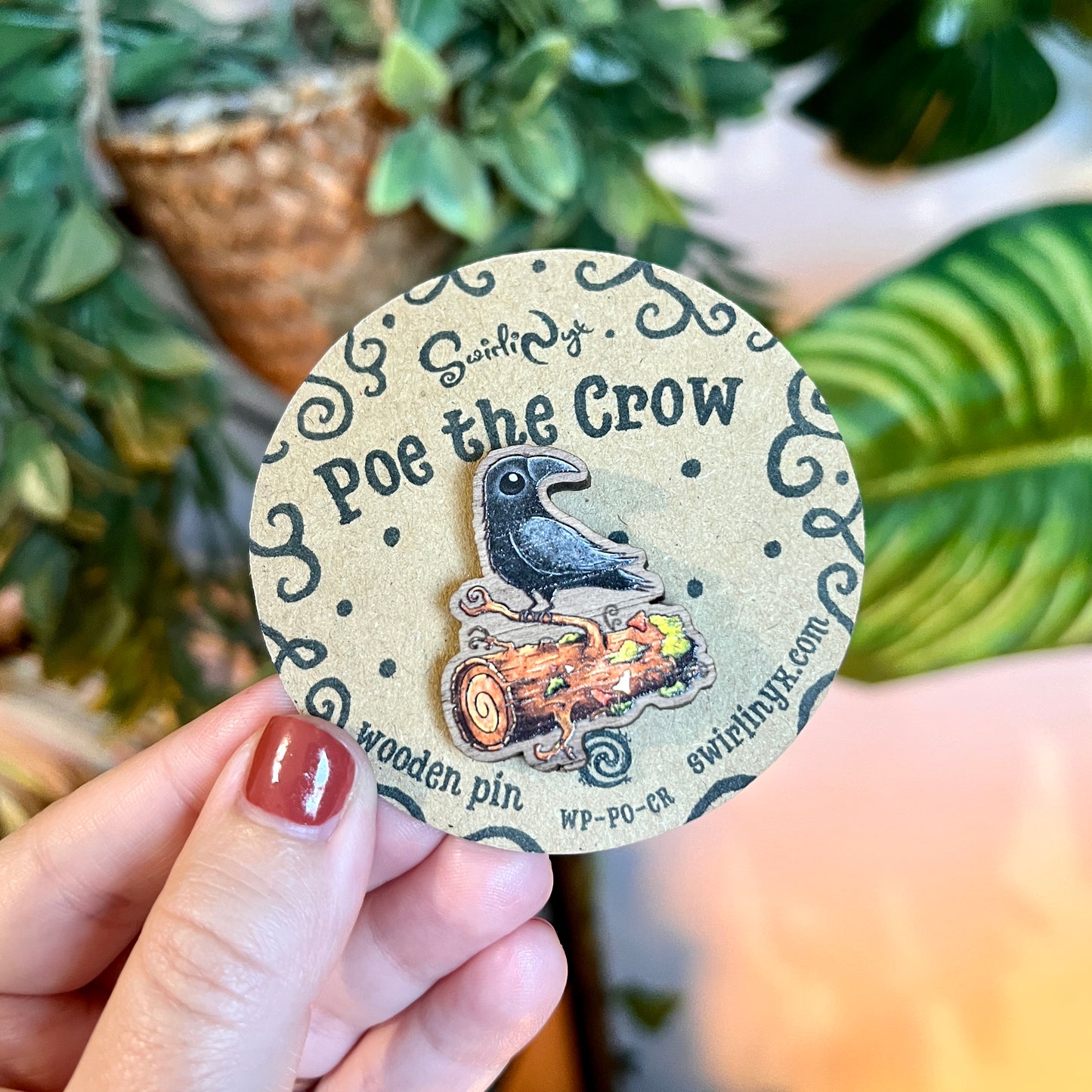Poe the Crow Wooden Pin