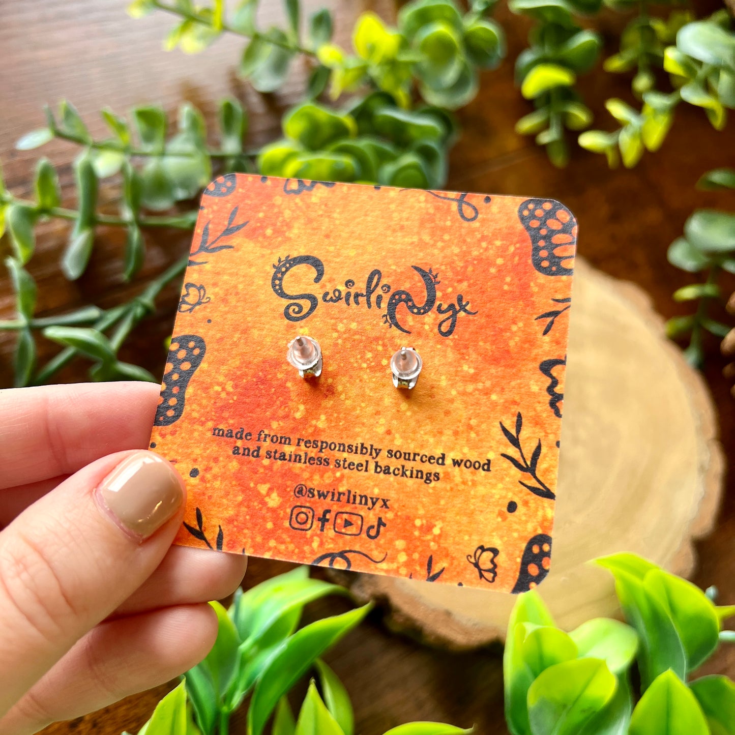 Monarch Butterfly Wooden Earrings