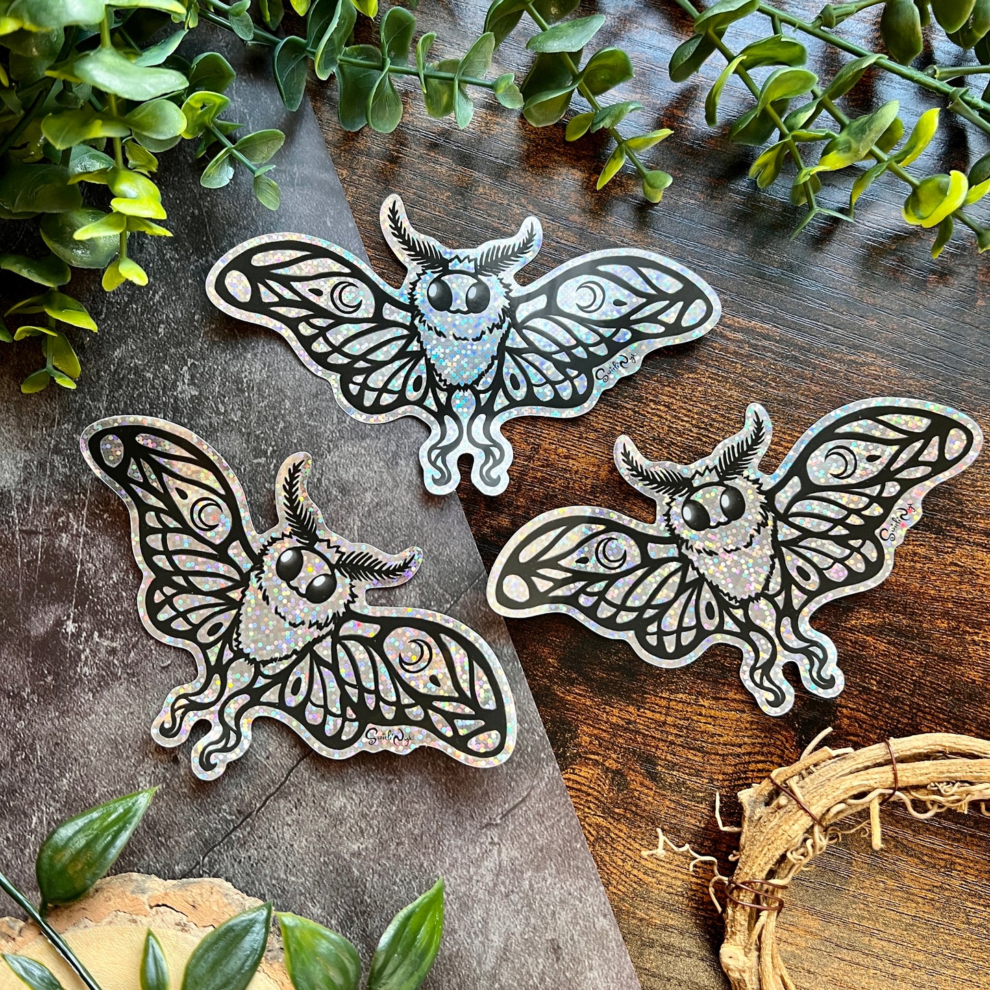Lunie the Moth Glitter Sticker