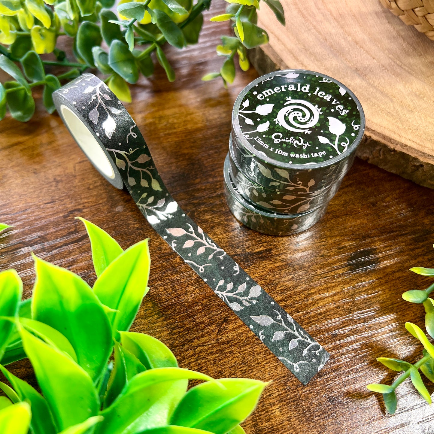 Emerald Leaves Foil Washi Tape