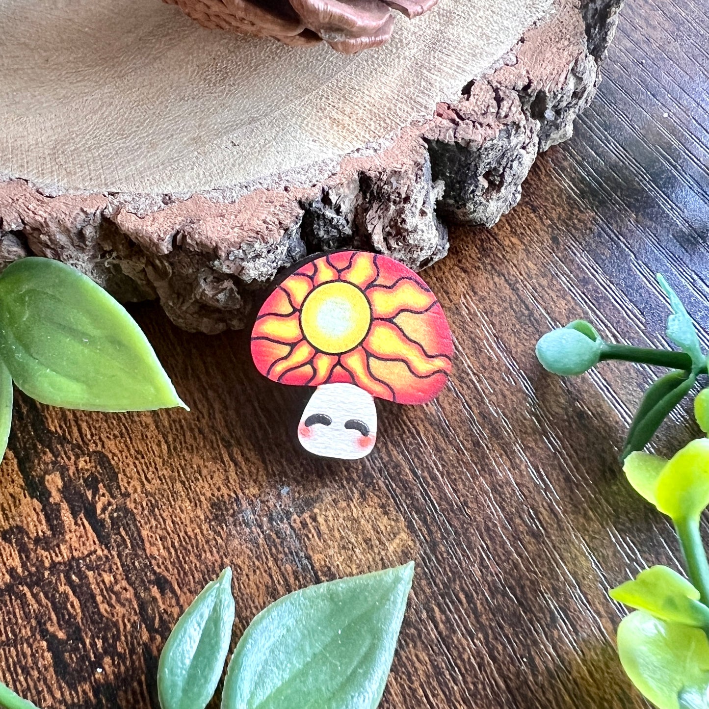Dawn Mushroom Wooden Pin