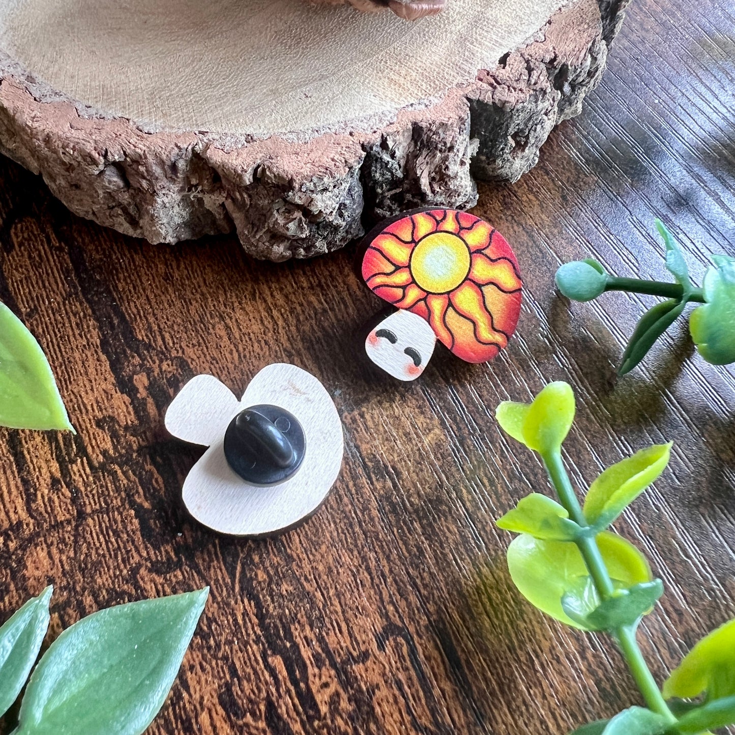 Dawn Mushroom Wooden Pin