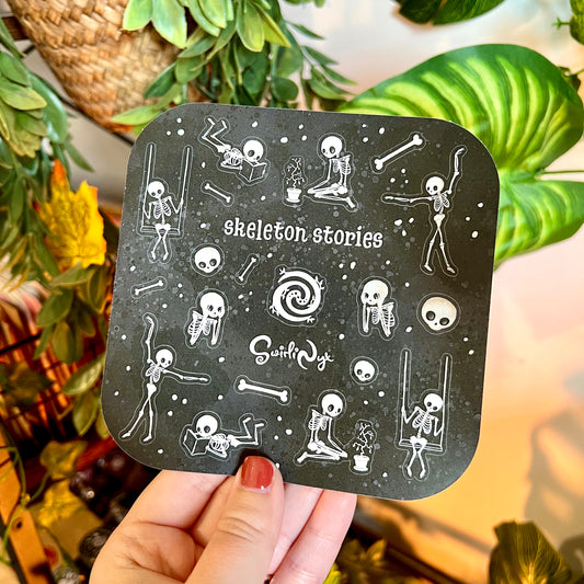 White Skeleton Stories Sticker Sheet
