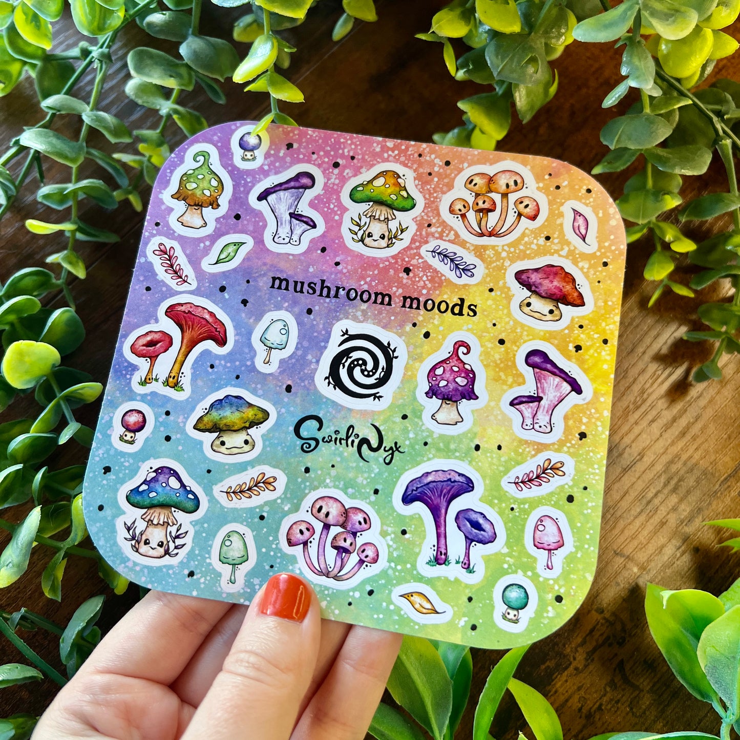Rainbow Mushroom Moods Sticker Sheet