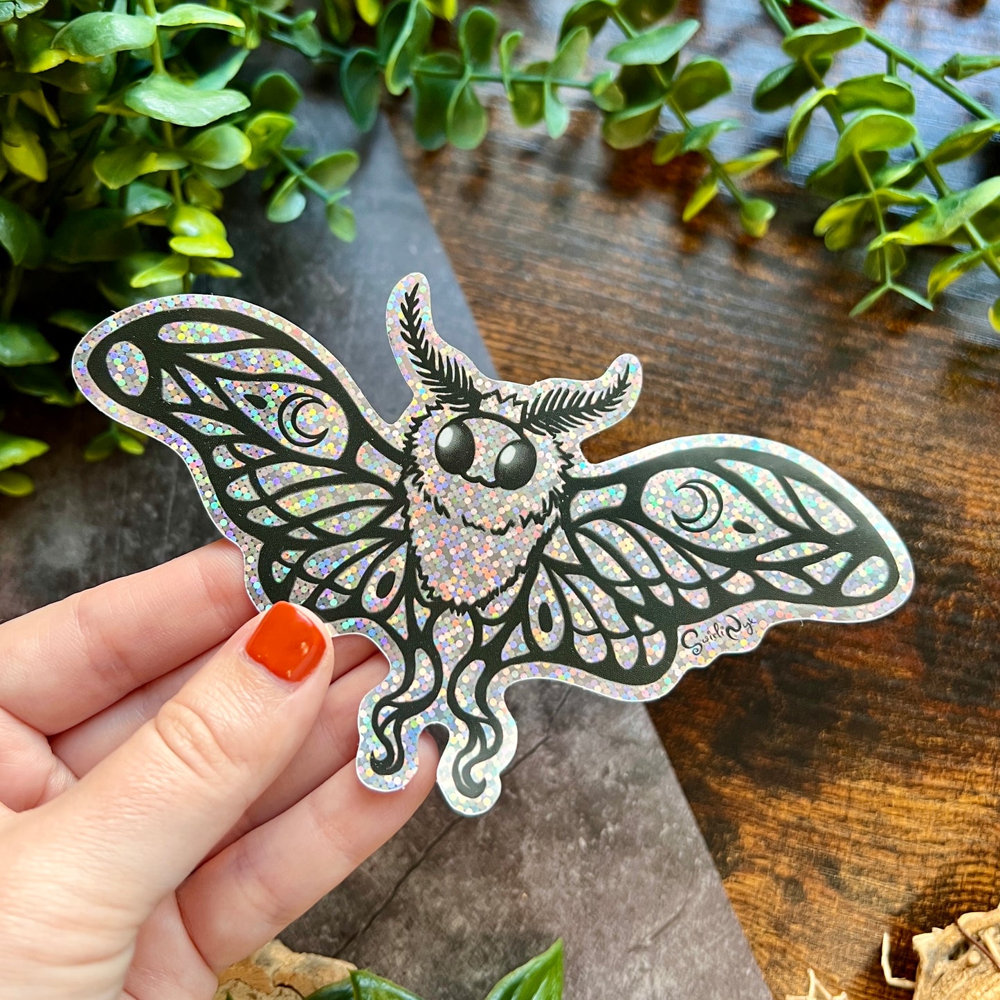 Lunie the Moth Glitter Sticker
