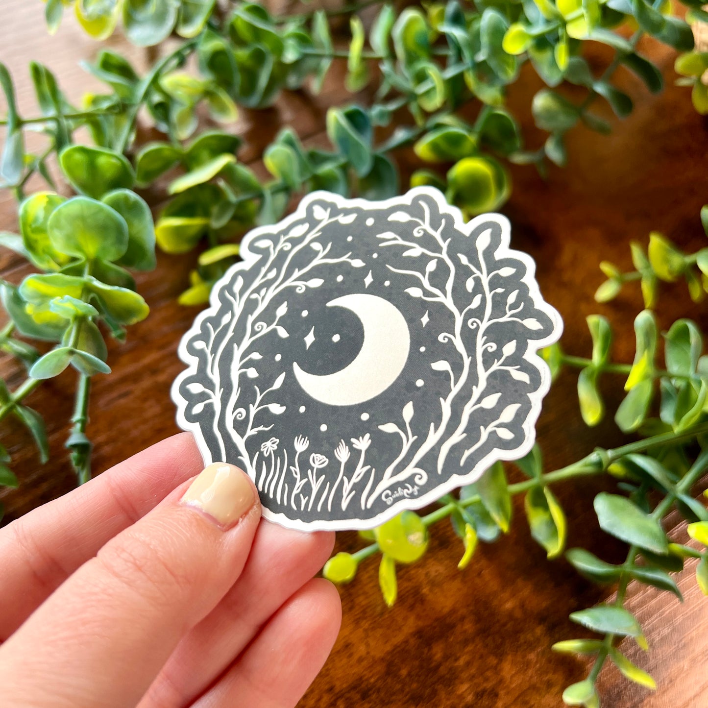 Nature's Moon Mirror Sticker