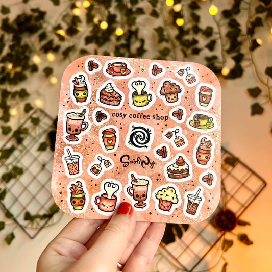 Latte Cosy Coffee Shop Sticker Sheet