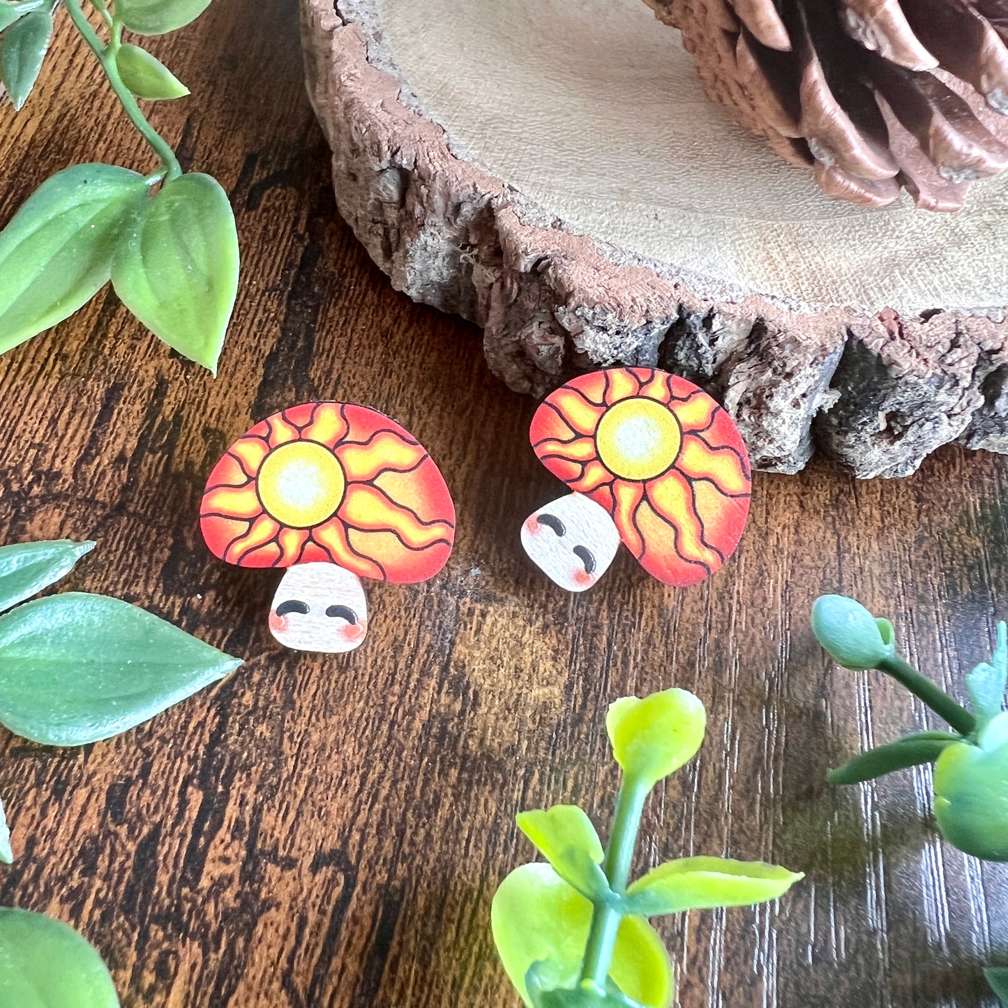 Dawn Mushroom Wooden Pin