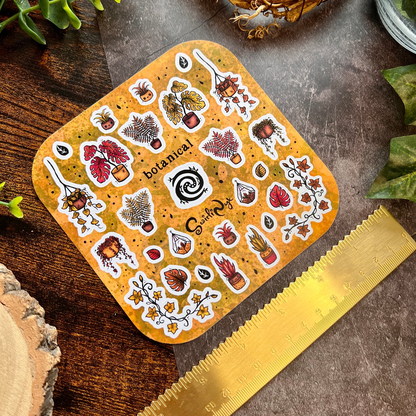 Rustic Brown Botanical Sticker Sheet