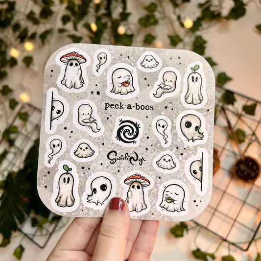 White Peek-a-Boos Sticker Sheet