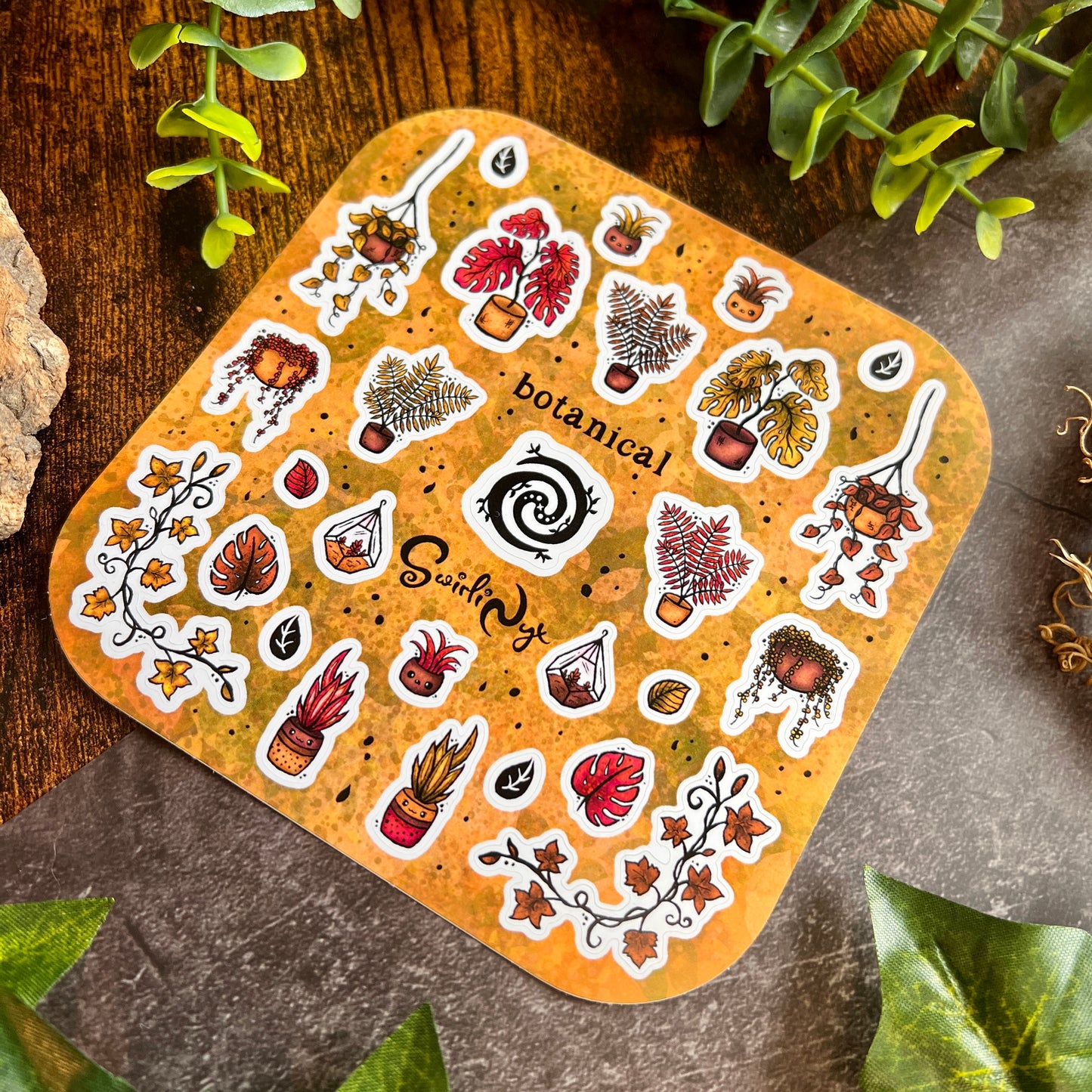 Rustic Brown Botanical Sticker Sheet