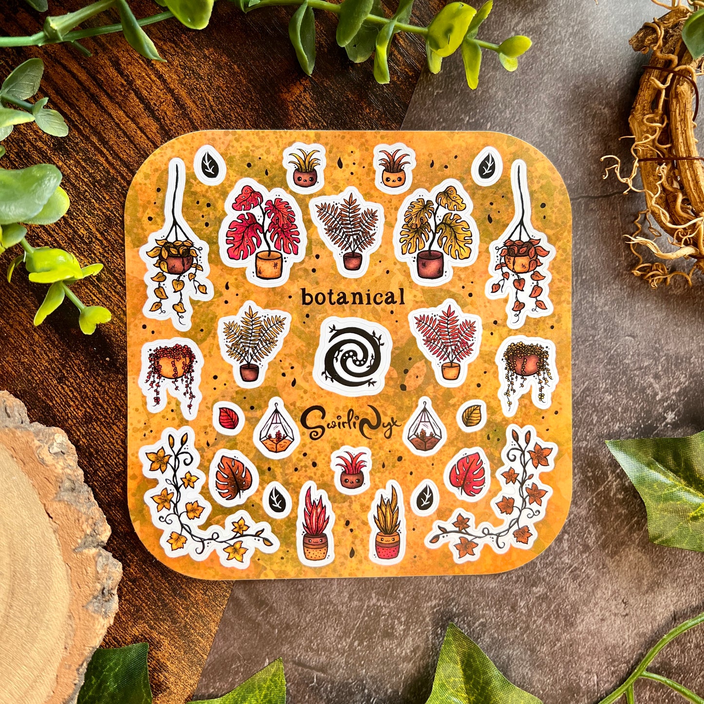 Rustic Brown Botanical Sticker Sheet