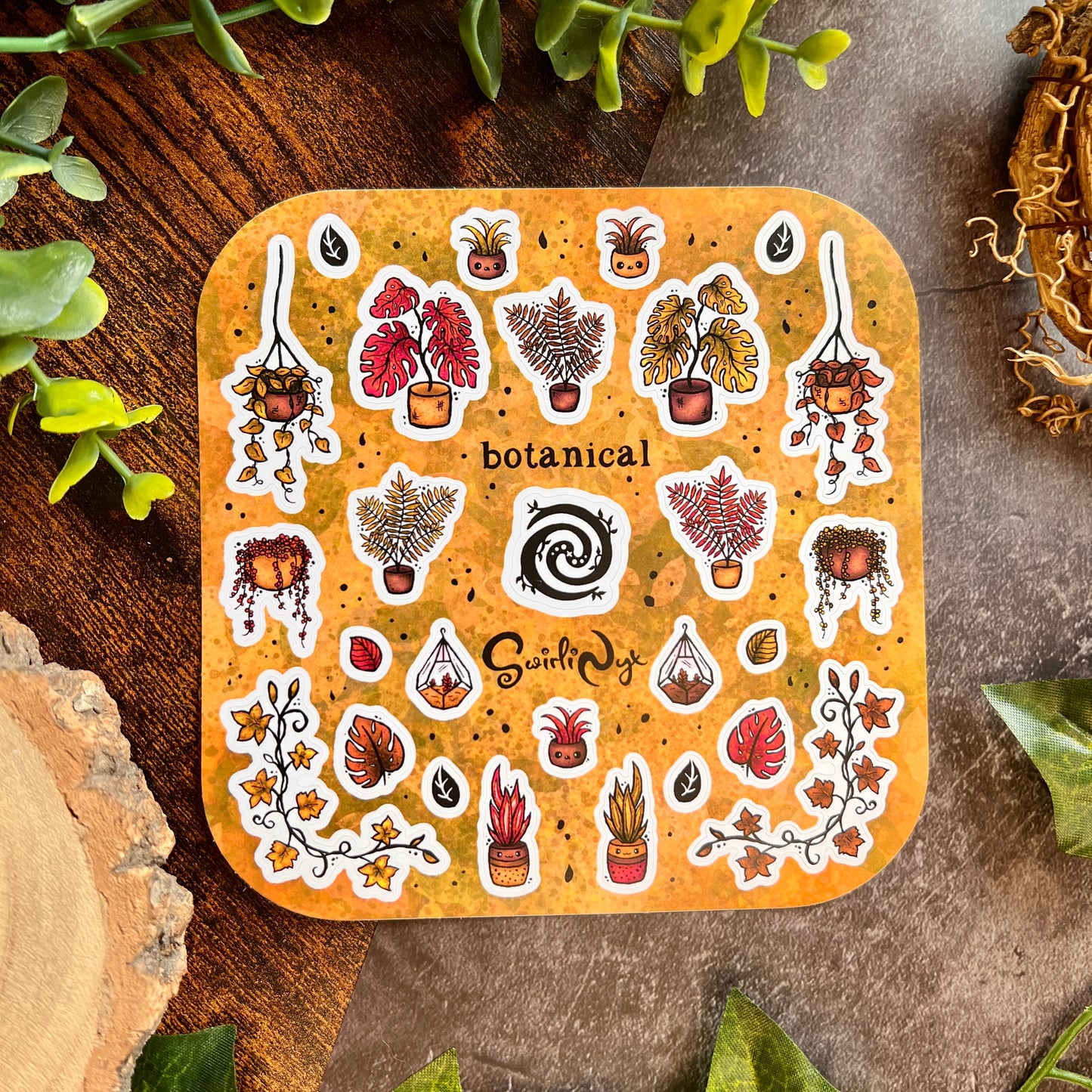 Rustic Brown Botanical Sticker Sheet