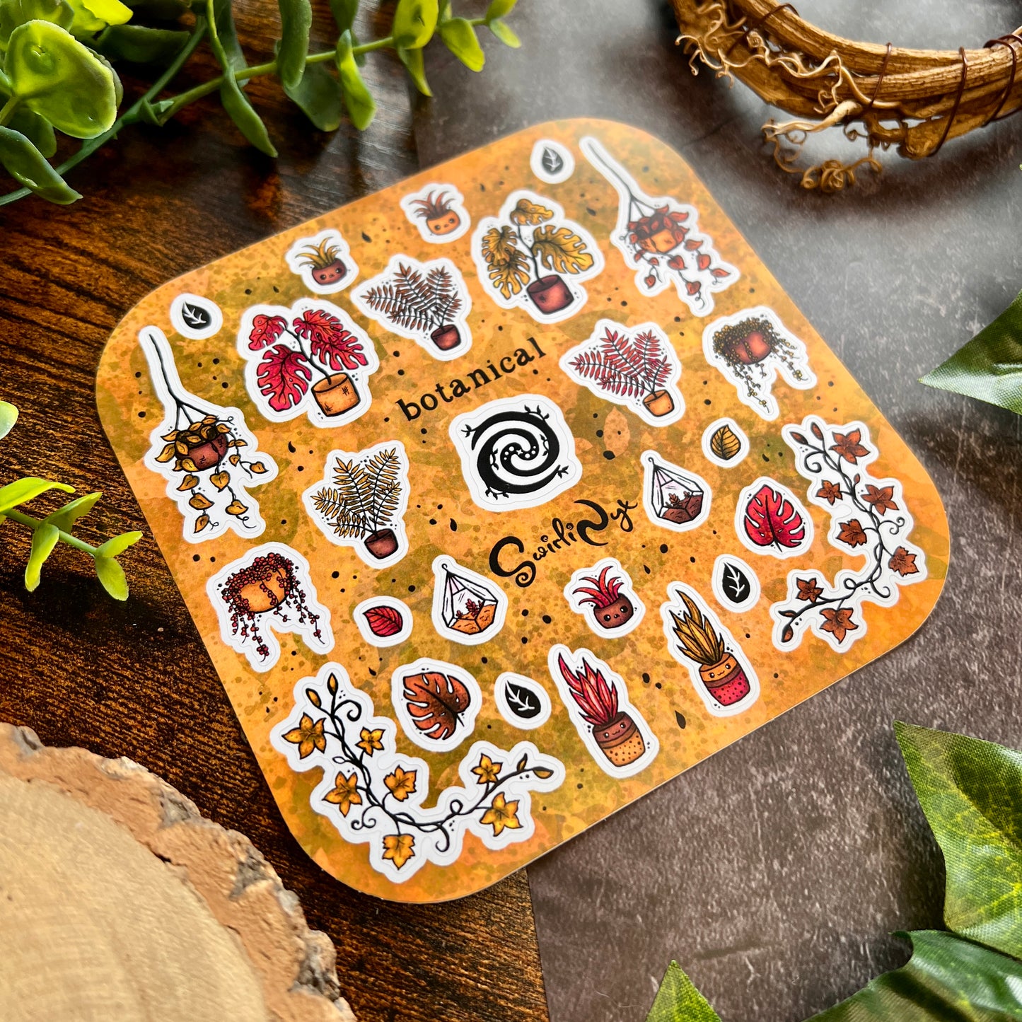 Rustic Brown Botanical Sticker Sheet