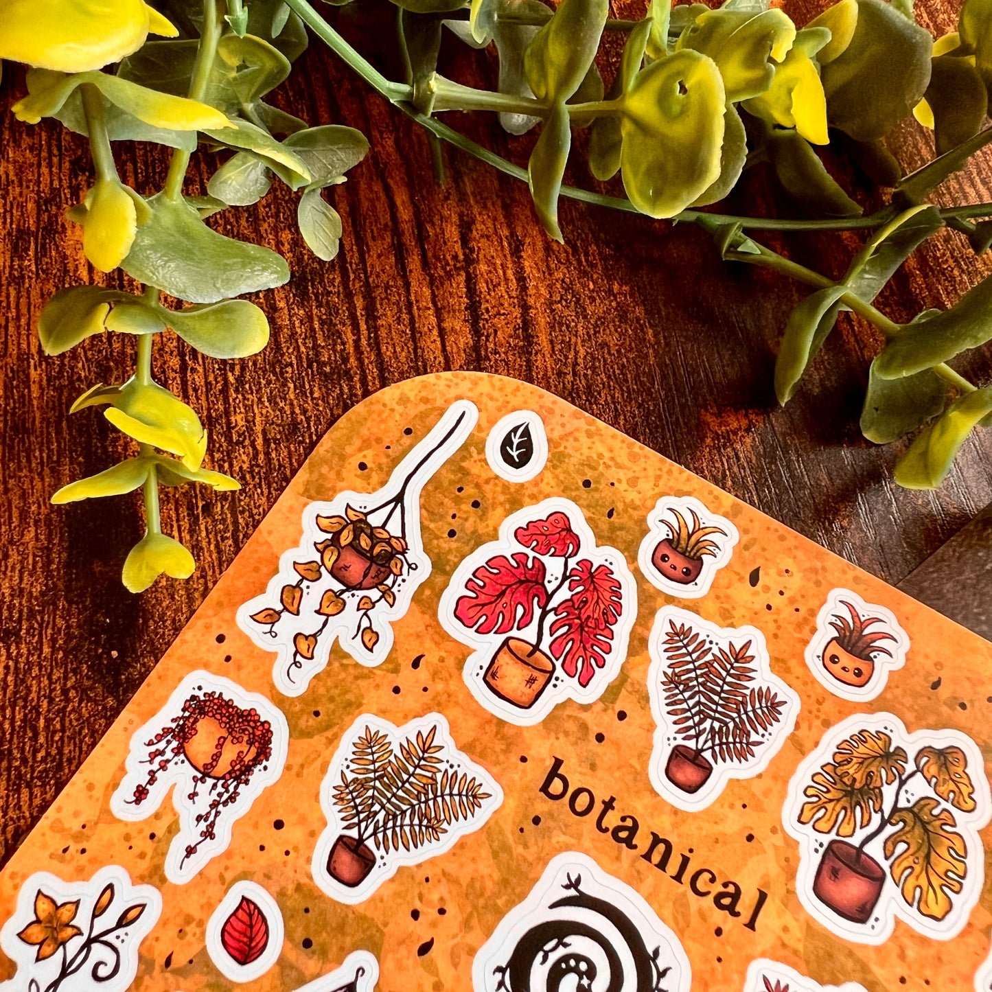 Rustic Brown Botanical Sticker Sheet