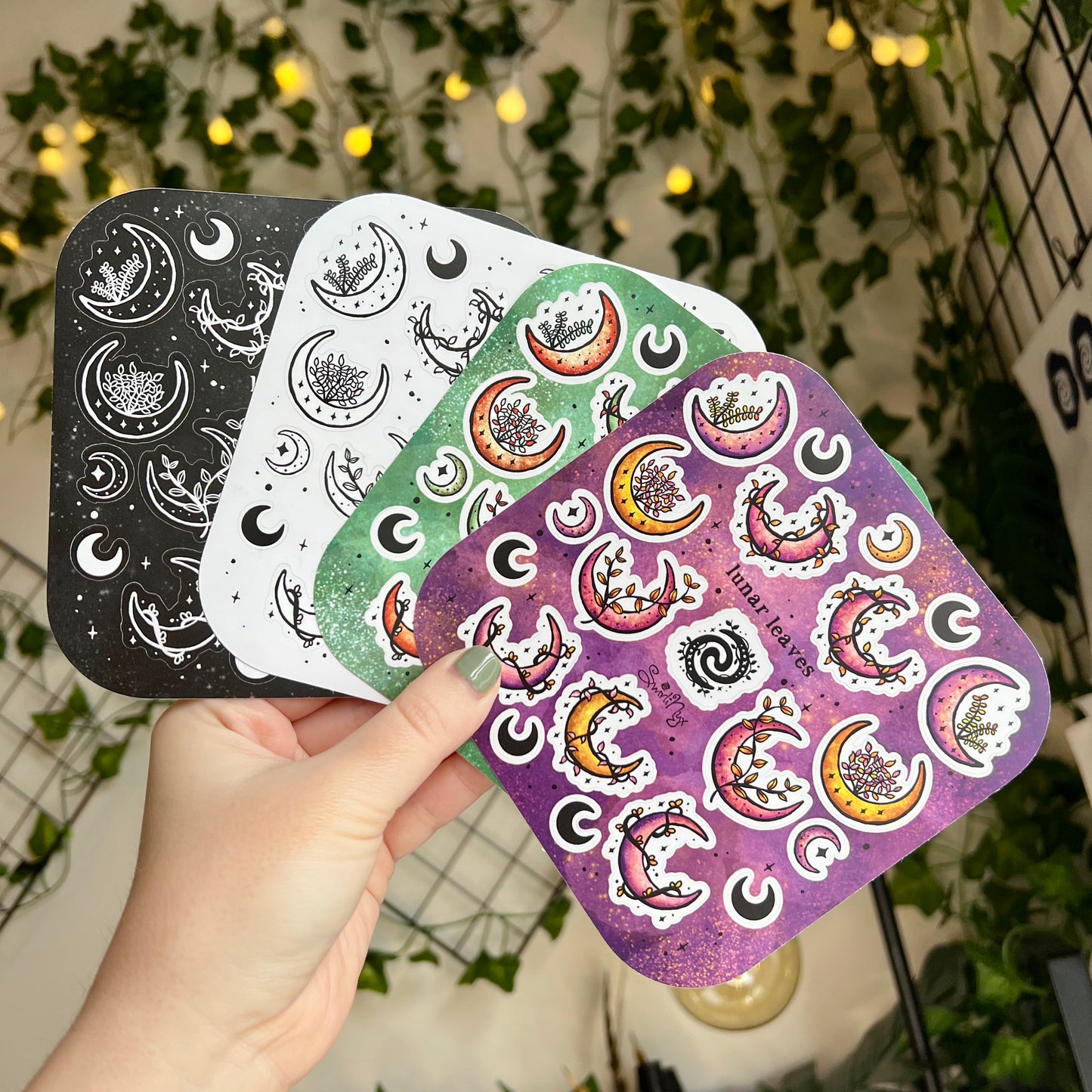 Green Lunar Leaves Sticker Sheet