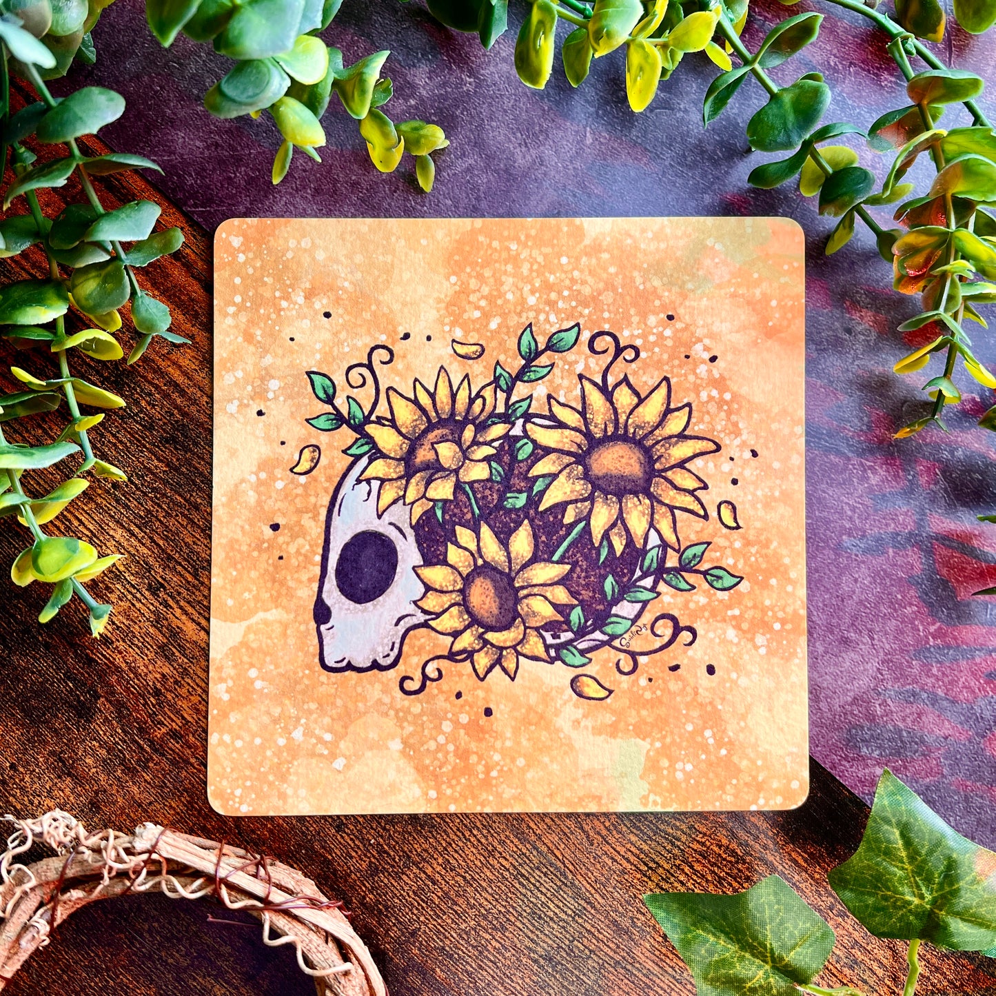 Sunflower Skull Art Print