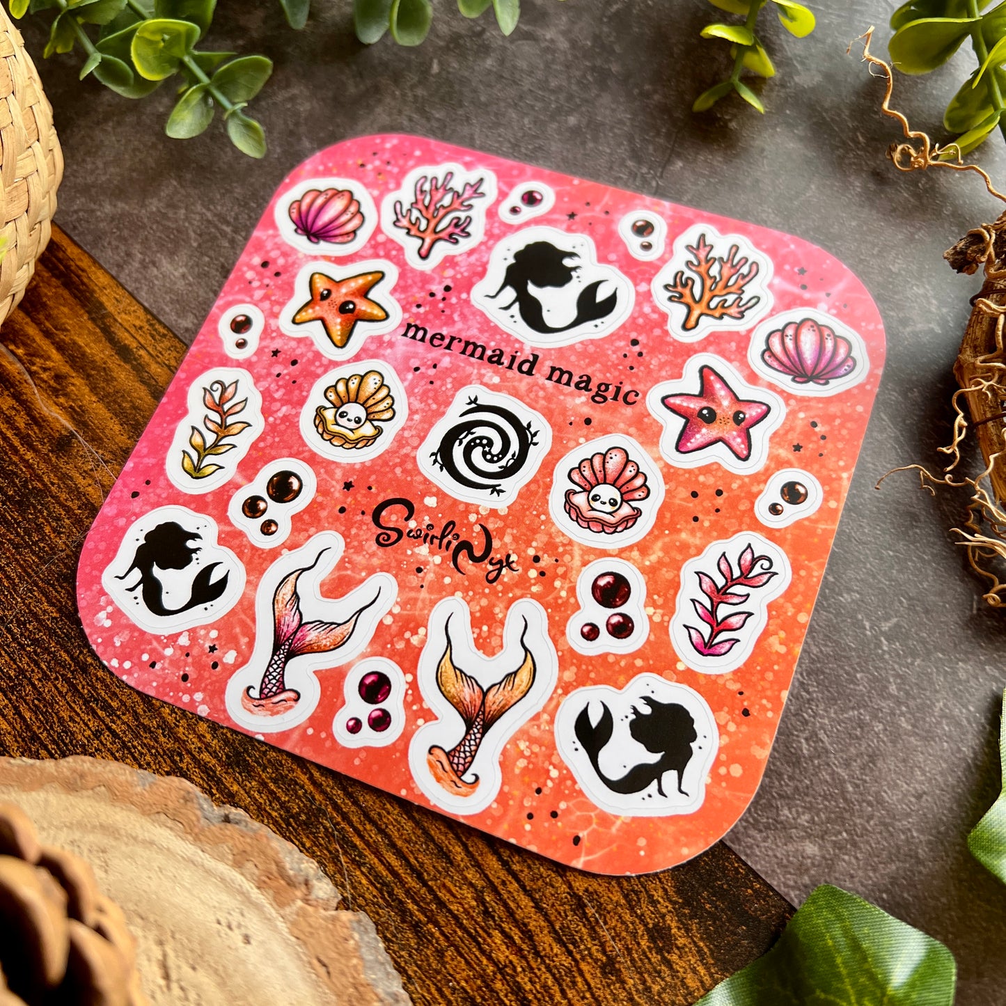 Coral Mermaid Magic Sticker Sheet