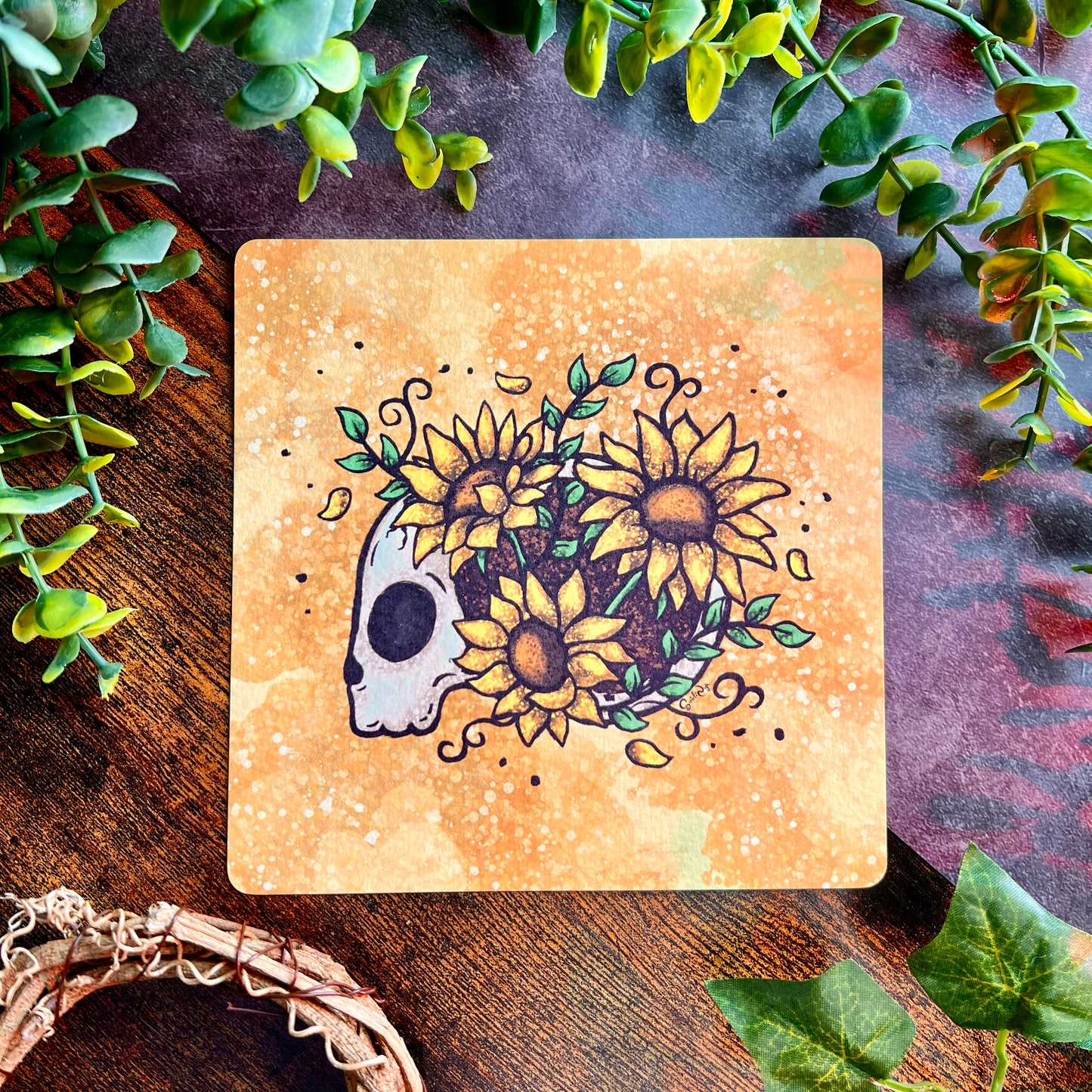 Sunflower Skull Art Print