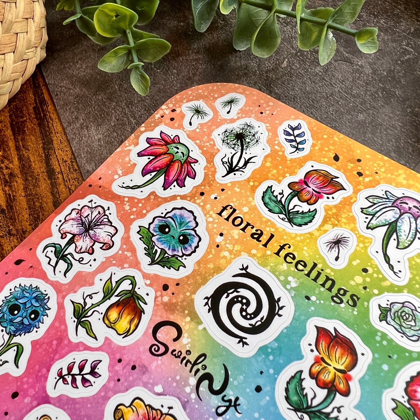Rainbow Floral Feelings Sticker Sheet
